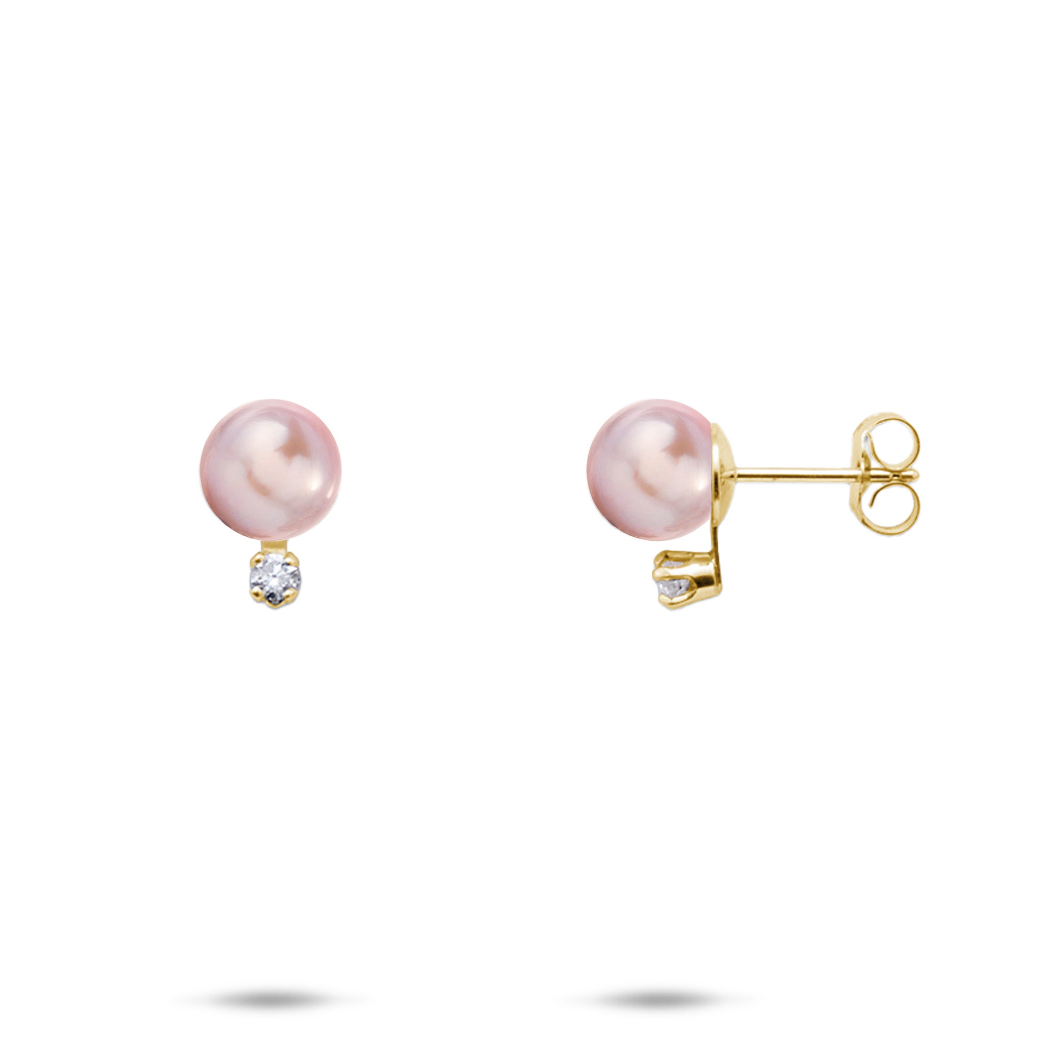 Pick A Pearl Earrings in Gold with Diamonds