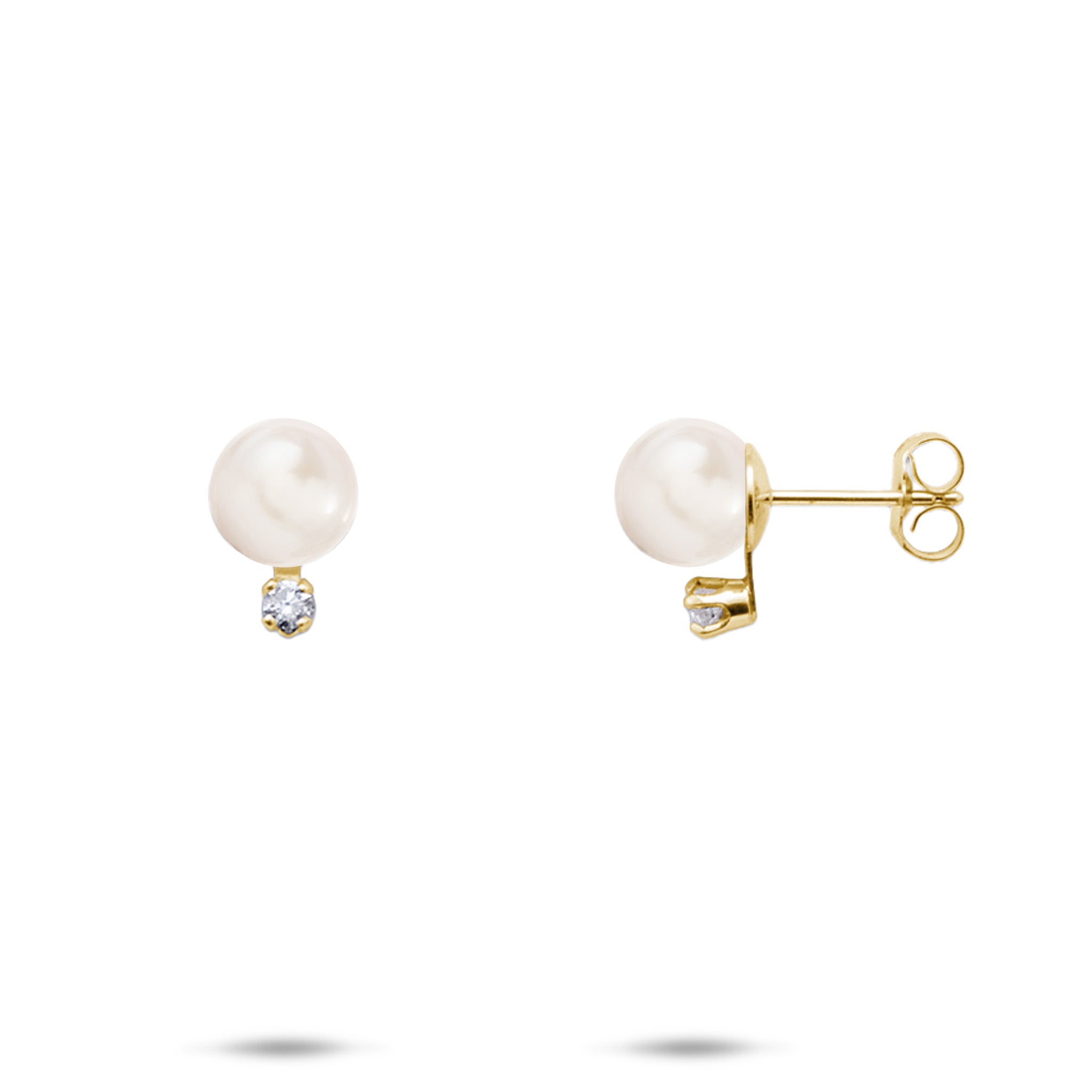 Pick A Pearl Earrings in Gold with Diamonds