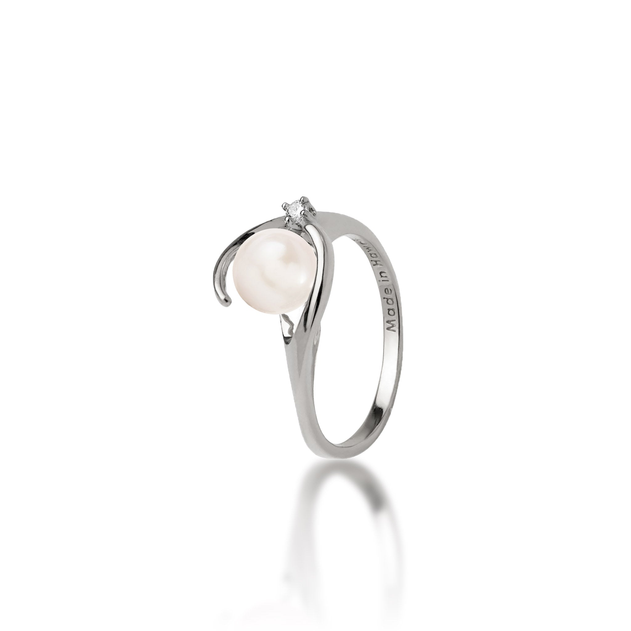 Pick A Pearl Caressing Hands Ring in White Gold with Diamond