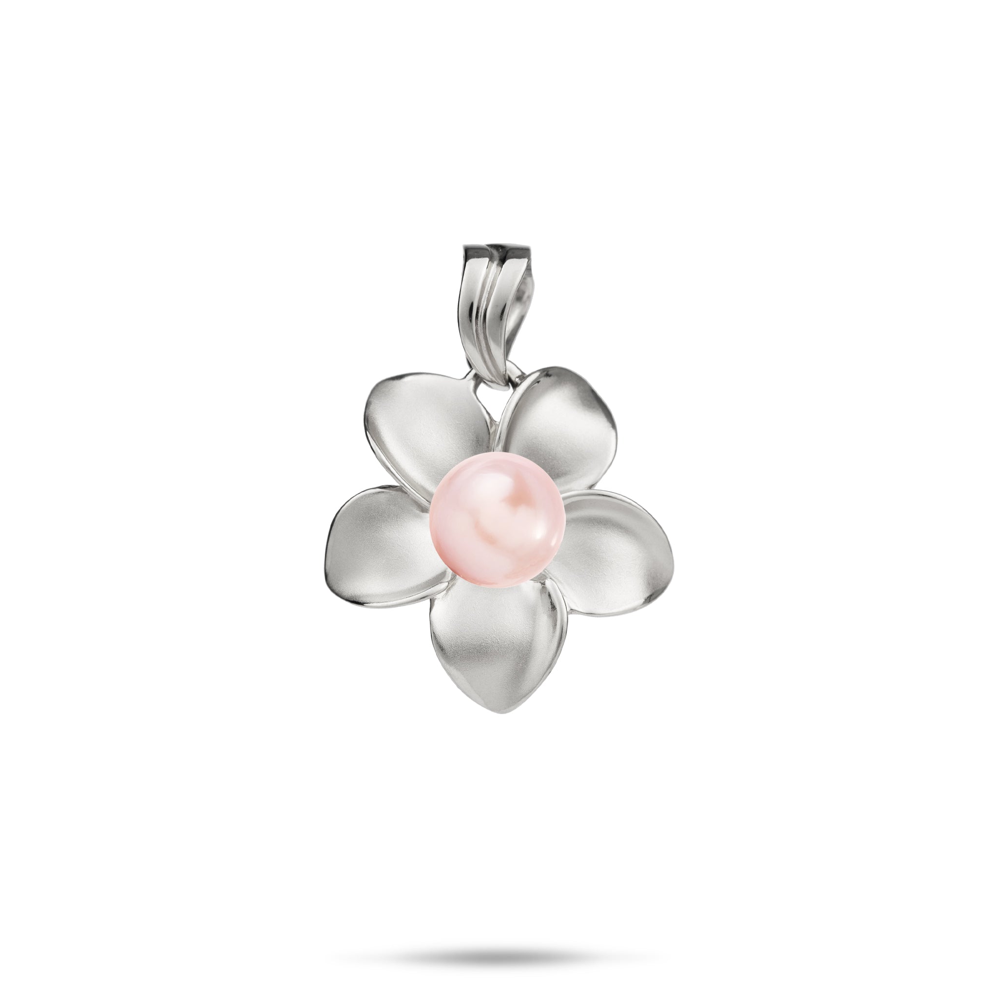 Pick A Pearl Plumeria Pendant in White Gold - 18mm