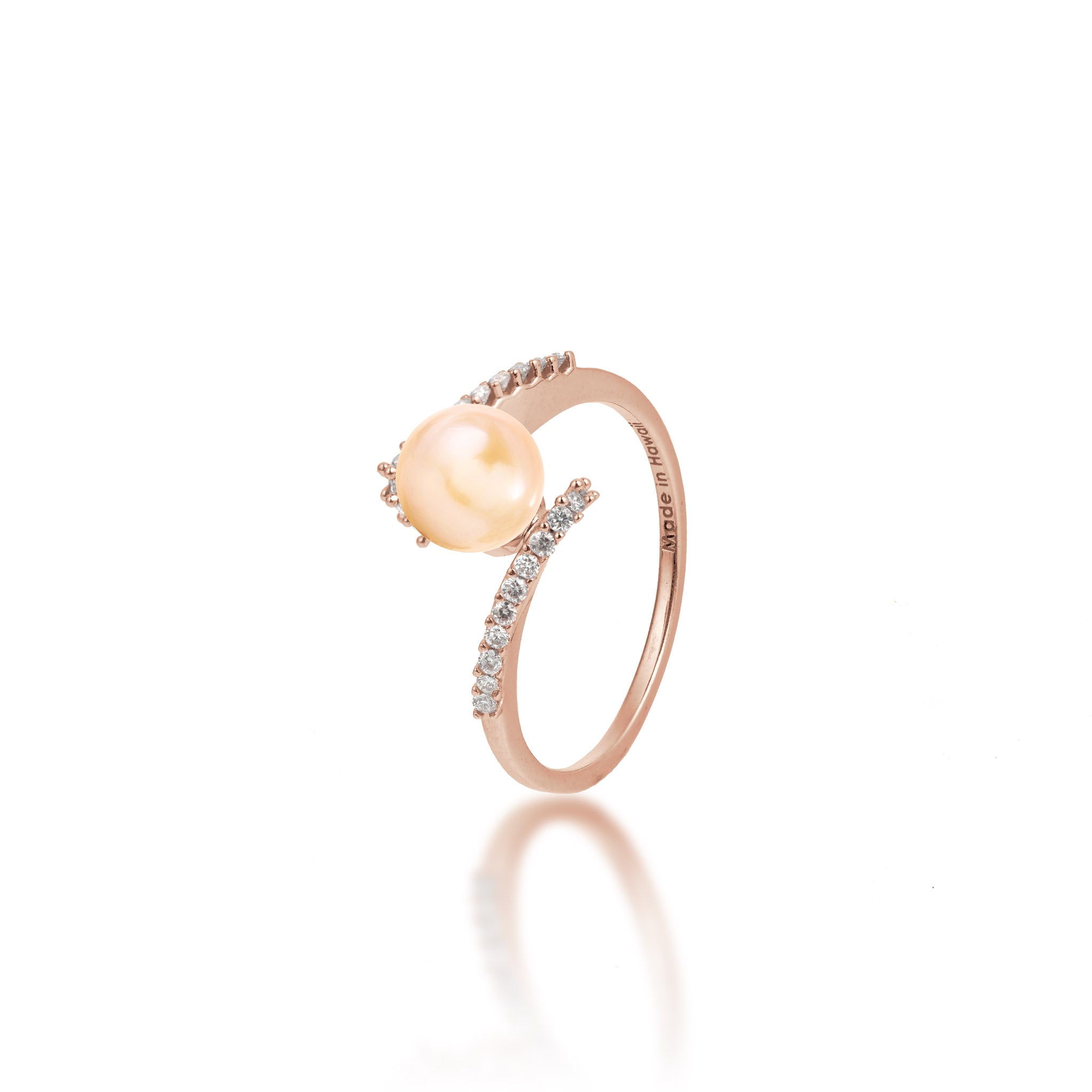 Pick A Pearl Bypass Ring in Rose Gold with Diamonds