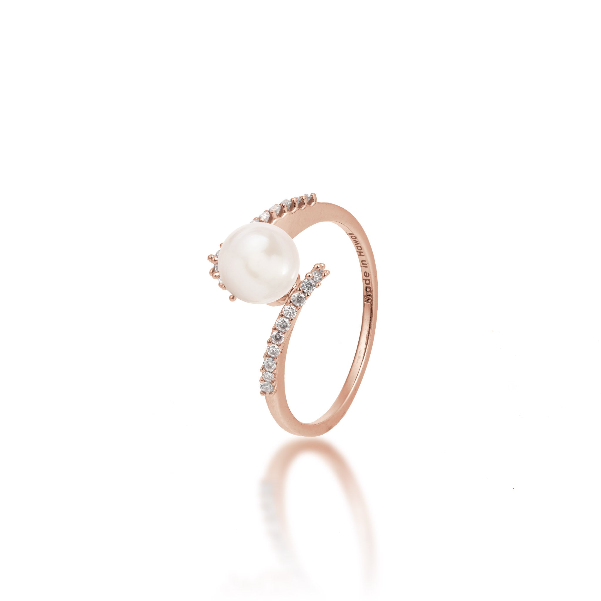 Pick A Pearl Bypass Ring in Rose Gold with Diamonds