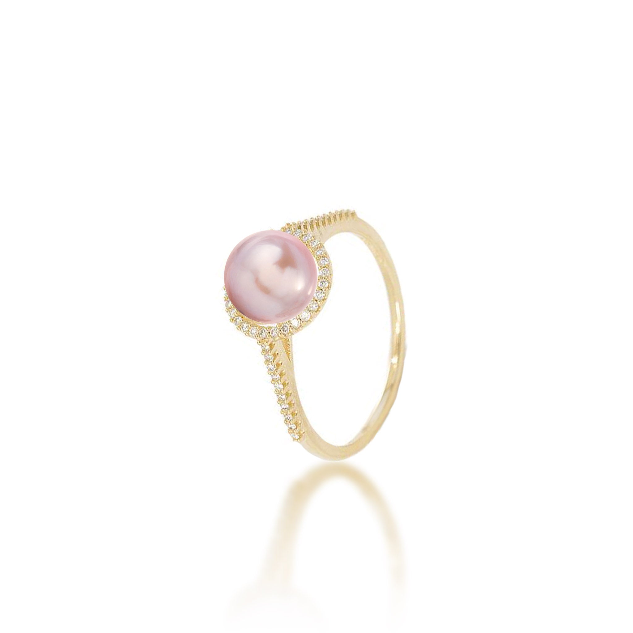 Pick A Pearl Halo Ring in Gold with Diamonds