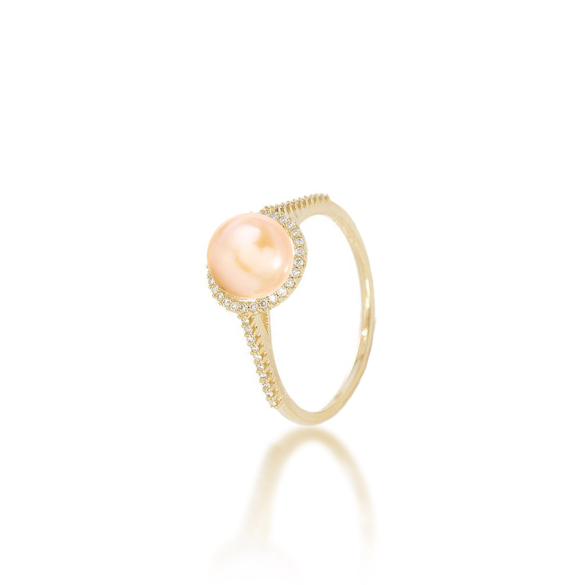 Pick A Pearl Halo Ring in Gold with Diamonds