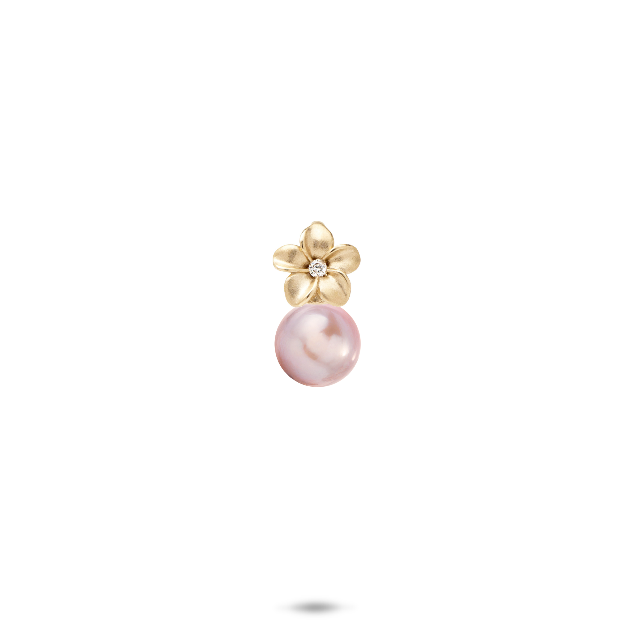 Pick A Pearl Plumeria Pendant in Gold with Diamonds - 7mm