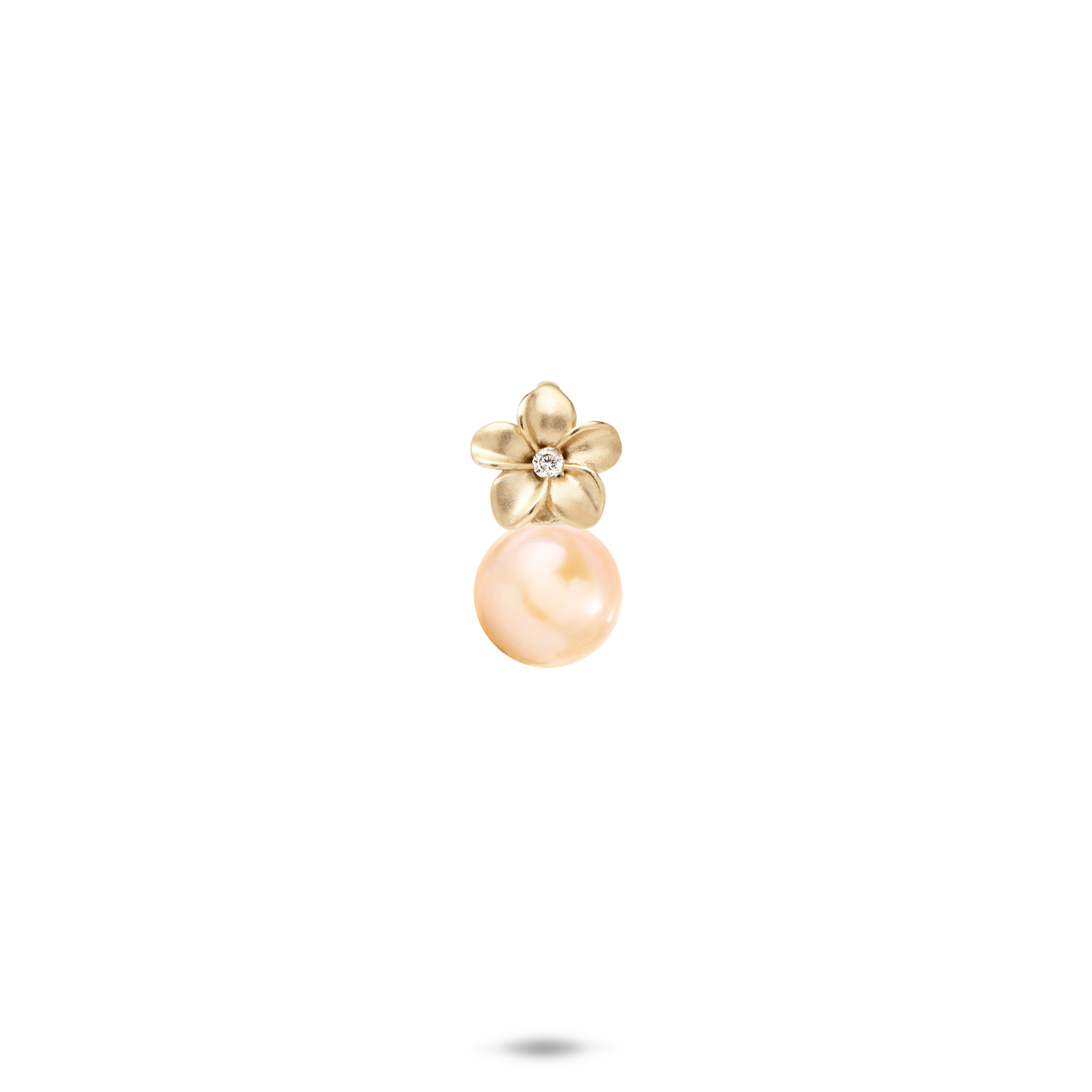 Pick A Pearl Plumeria Pendant in Gold with Diamonds - 7mm