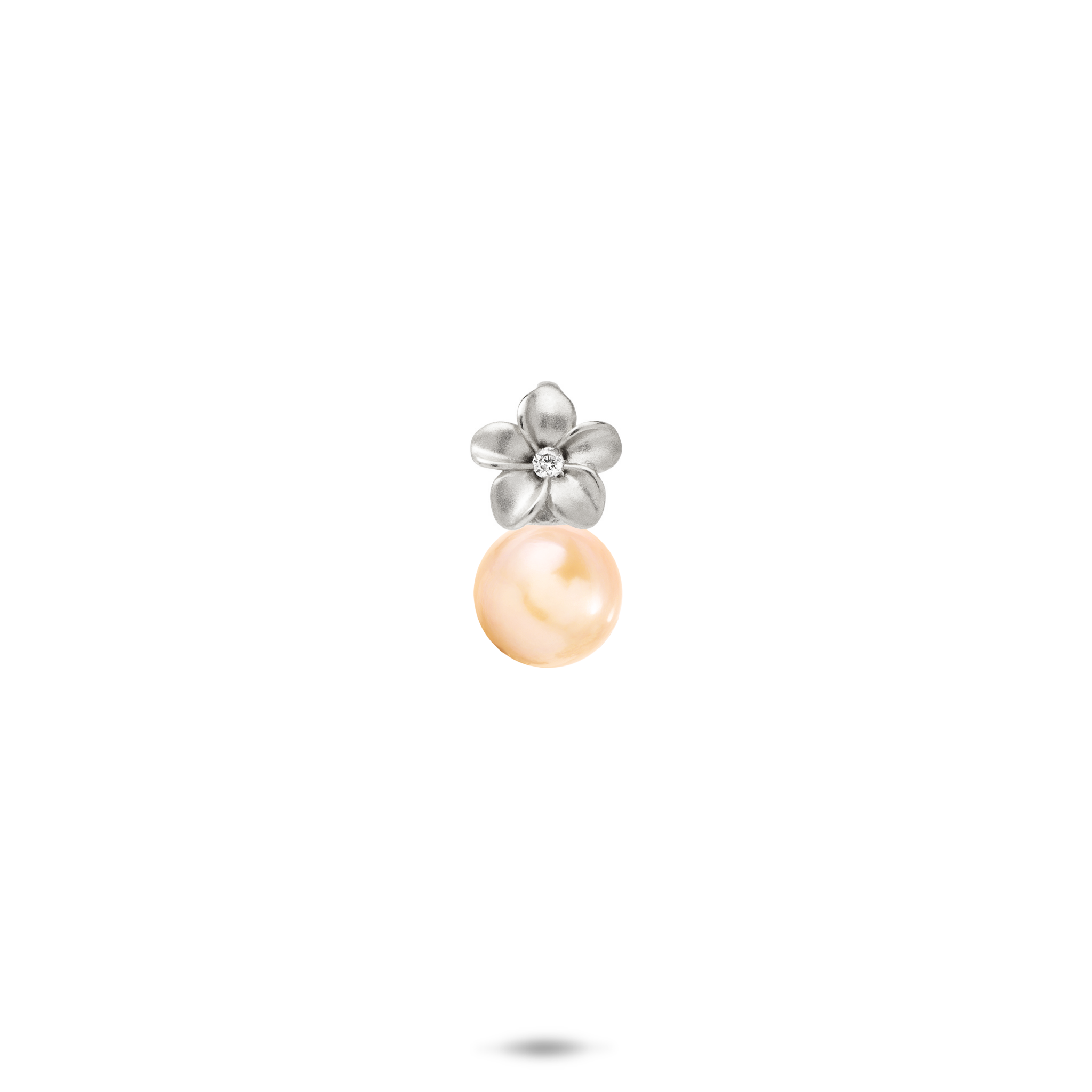 Pick A Pearl Plumeria Pendant in White Gold with Diamond - 7mm