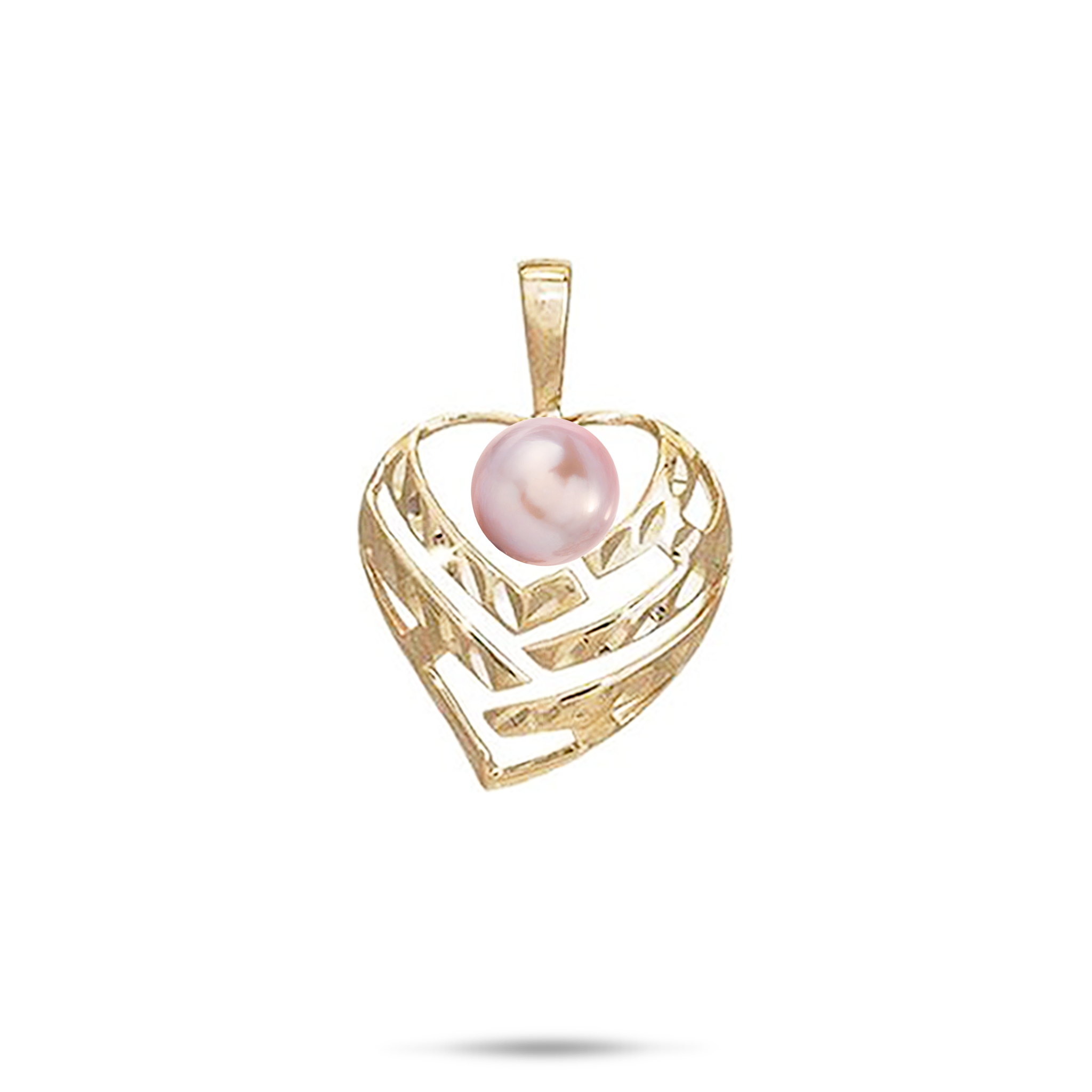 Pick A Pearl Aloha Heart Pendant in Gold - 18mm