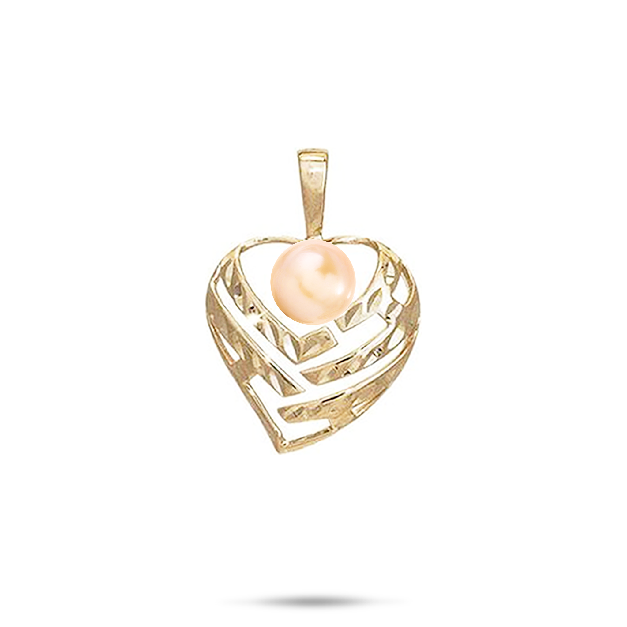 Pick A Pearl Aloha Heart Pendant in Gold - 18mm