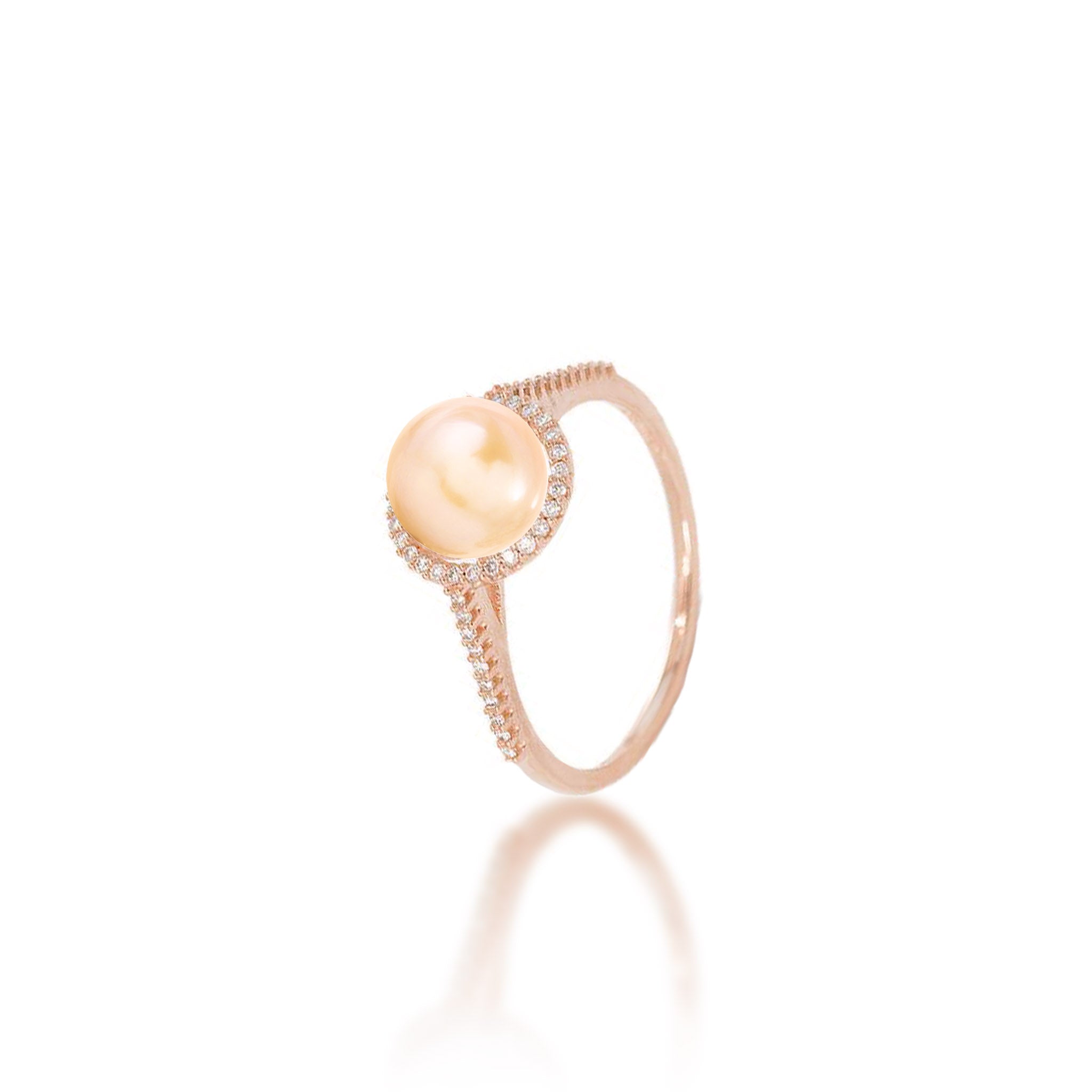 Pick A Pearl Halo Ring in Rose Gold with Diamonds