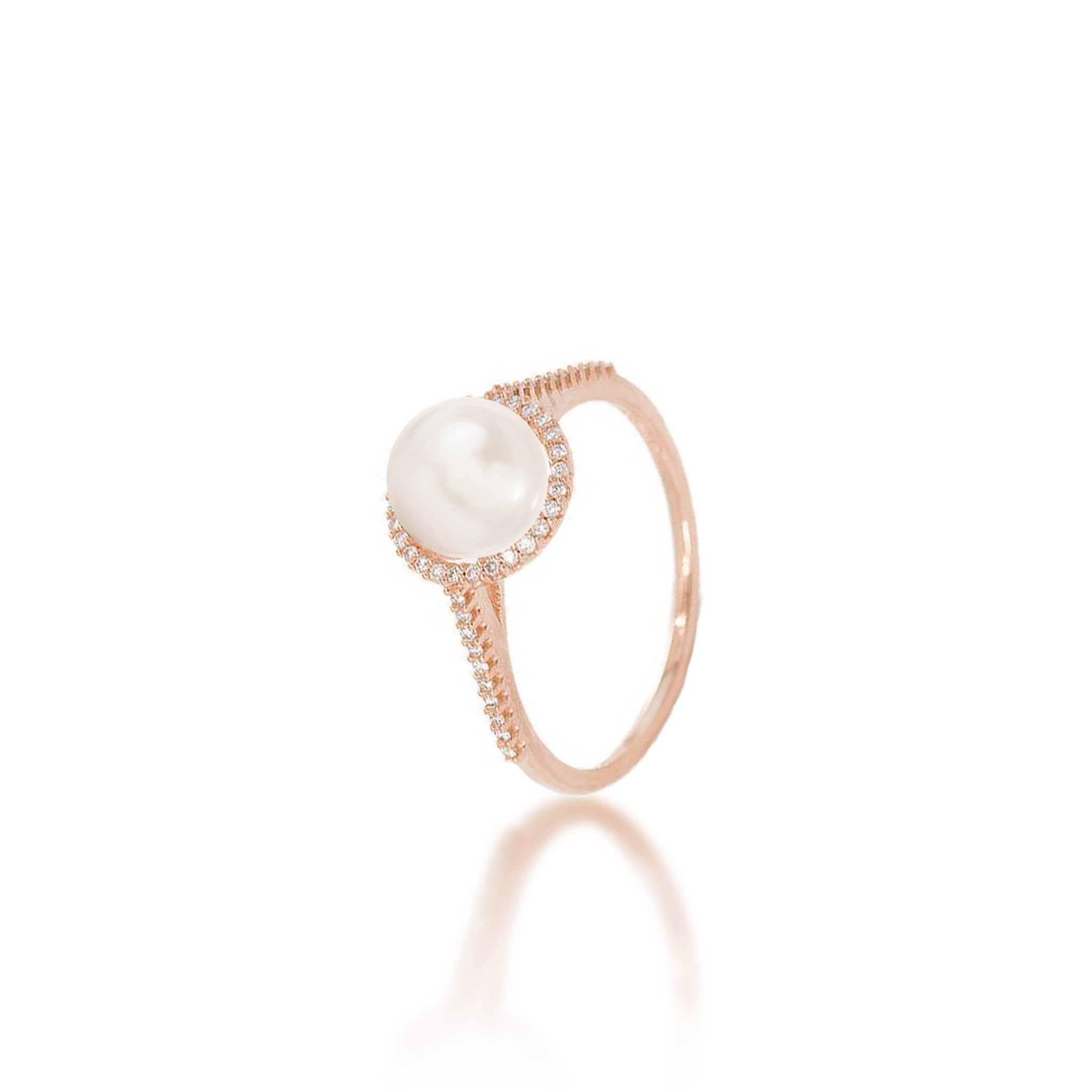 Pick A Pearl Halo Ring in Rose Gold with Diamonds