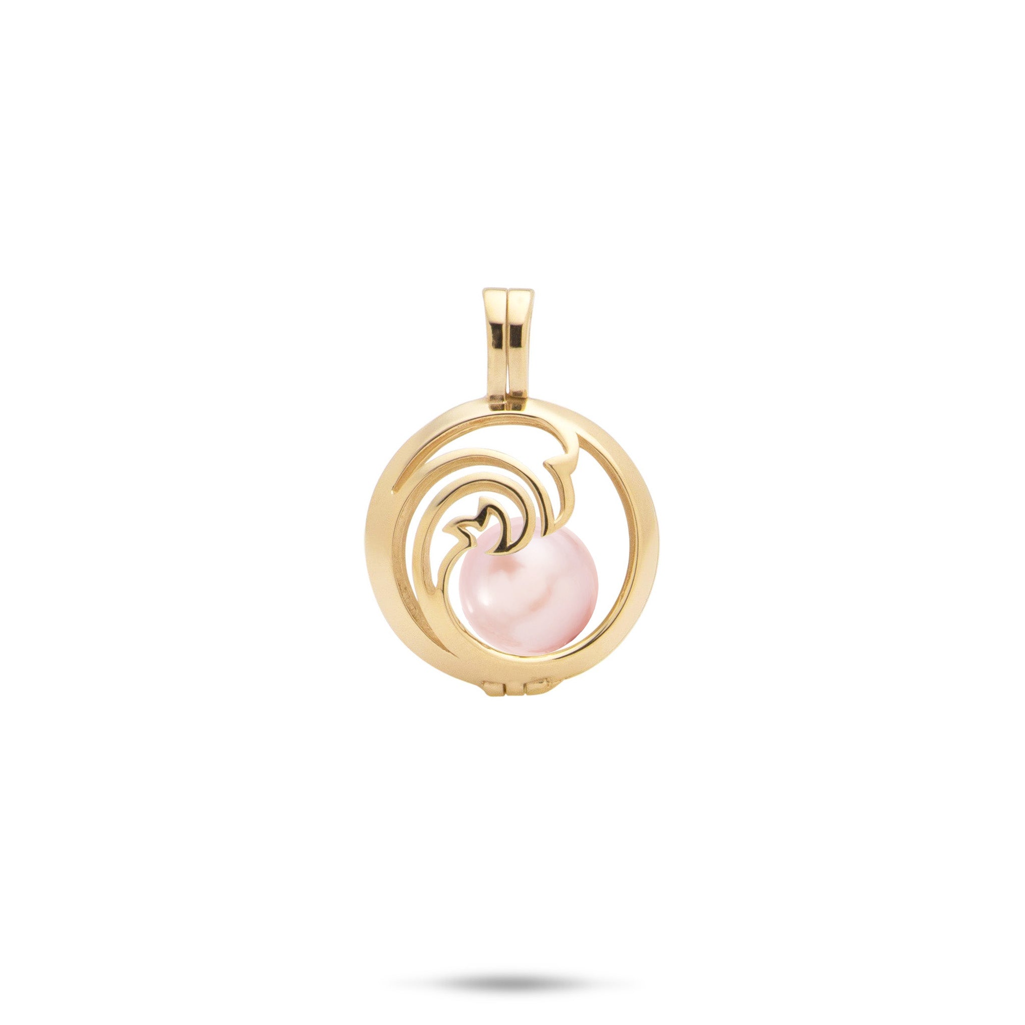 Pick A Pearl Nalu Cage Pendant in Gold with a Pink Freshwater Pearl