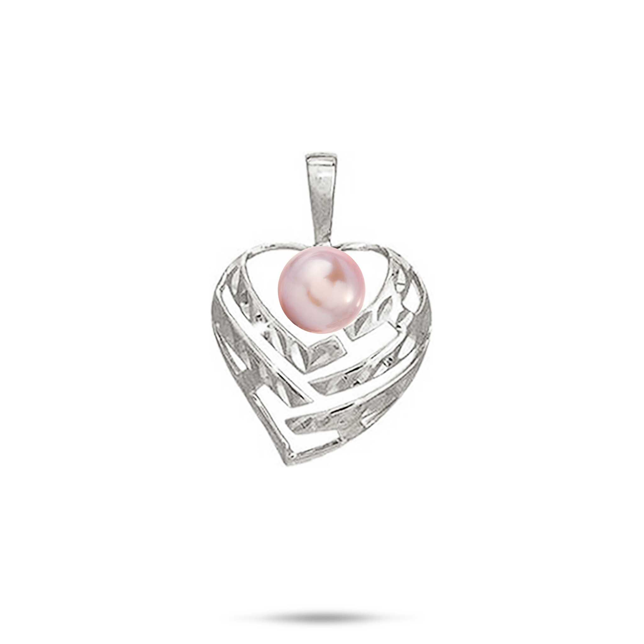 Pick A Pearl Aloha Heart Pendant in White Gold - 18mm