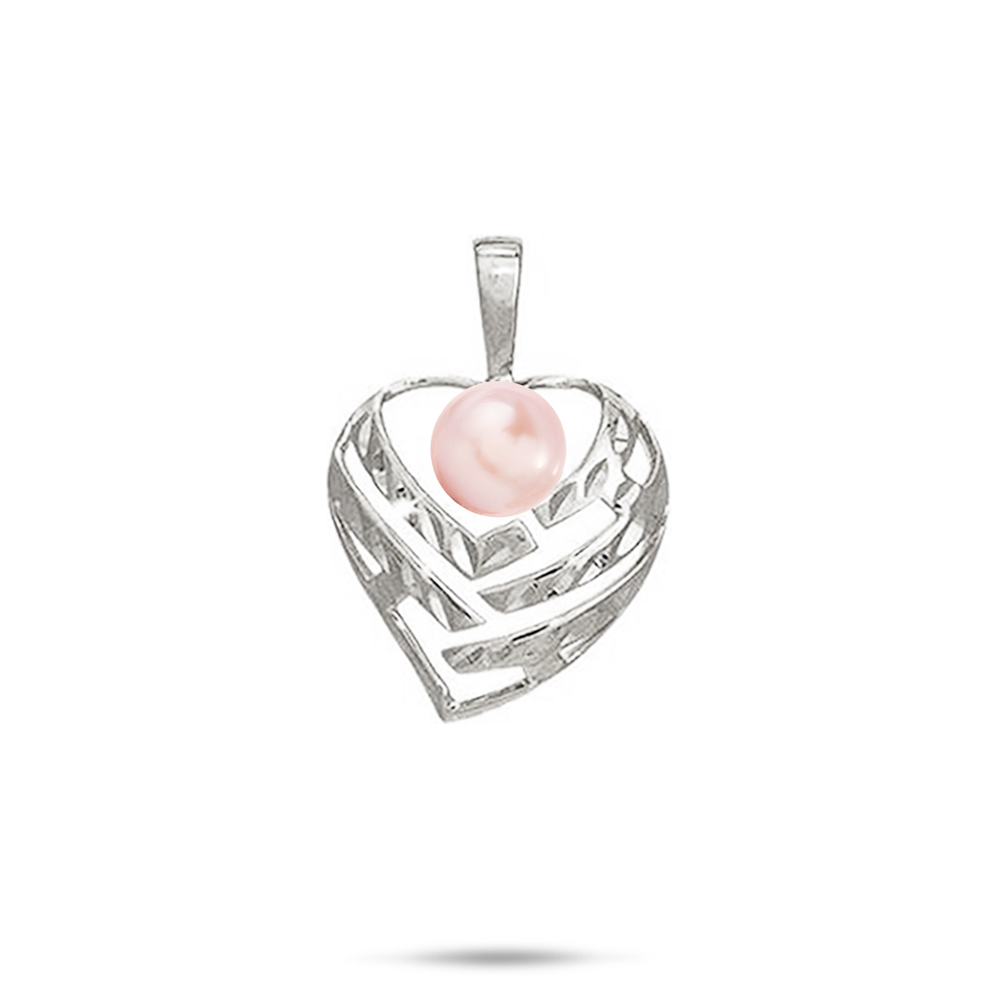 Pick A Pearl Aloha Heart Pendant in White Gold - 18mm