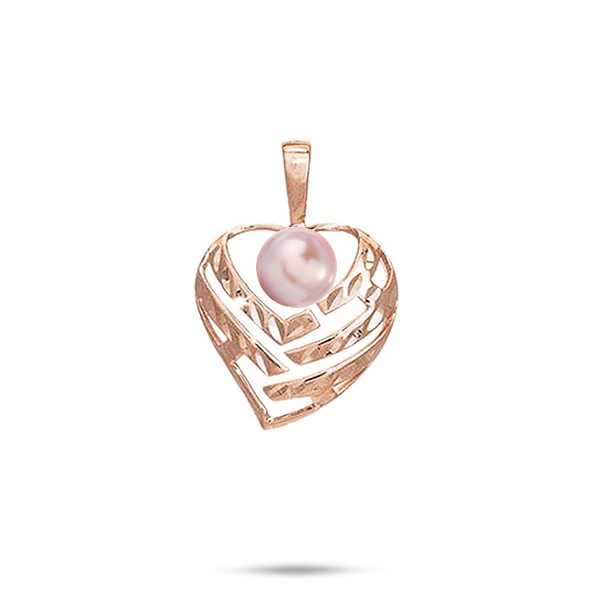 Pick A Pearl Aloha Heart Pendant in Rose Gold - 18mm