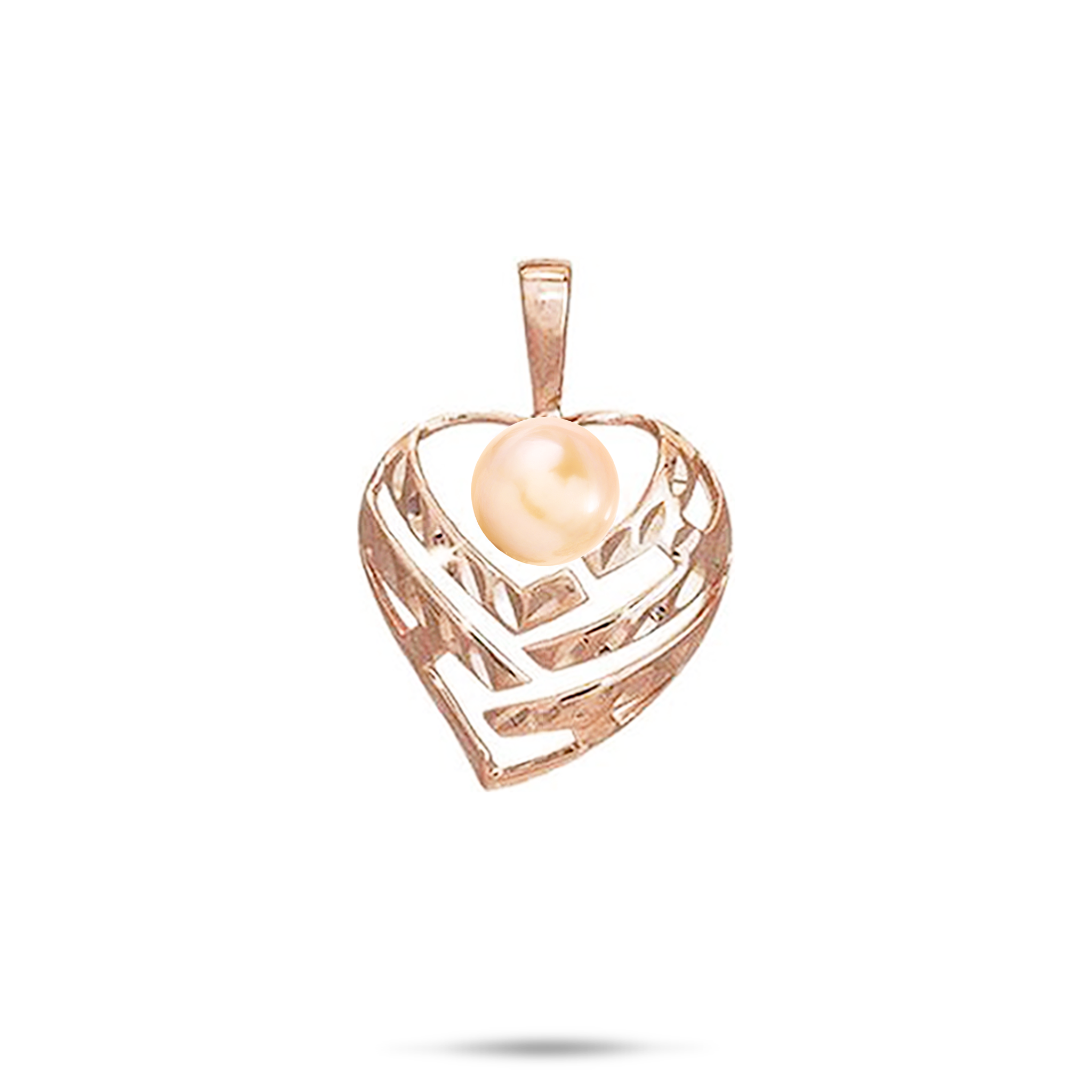 Pick A Pearl Aloha Heart Pendant in Rose Gold - 18mm