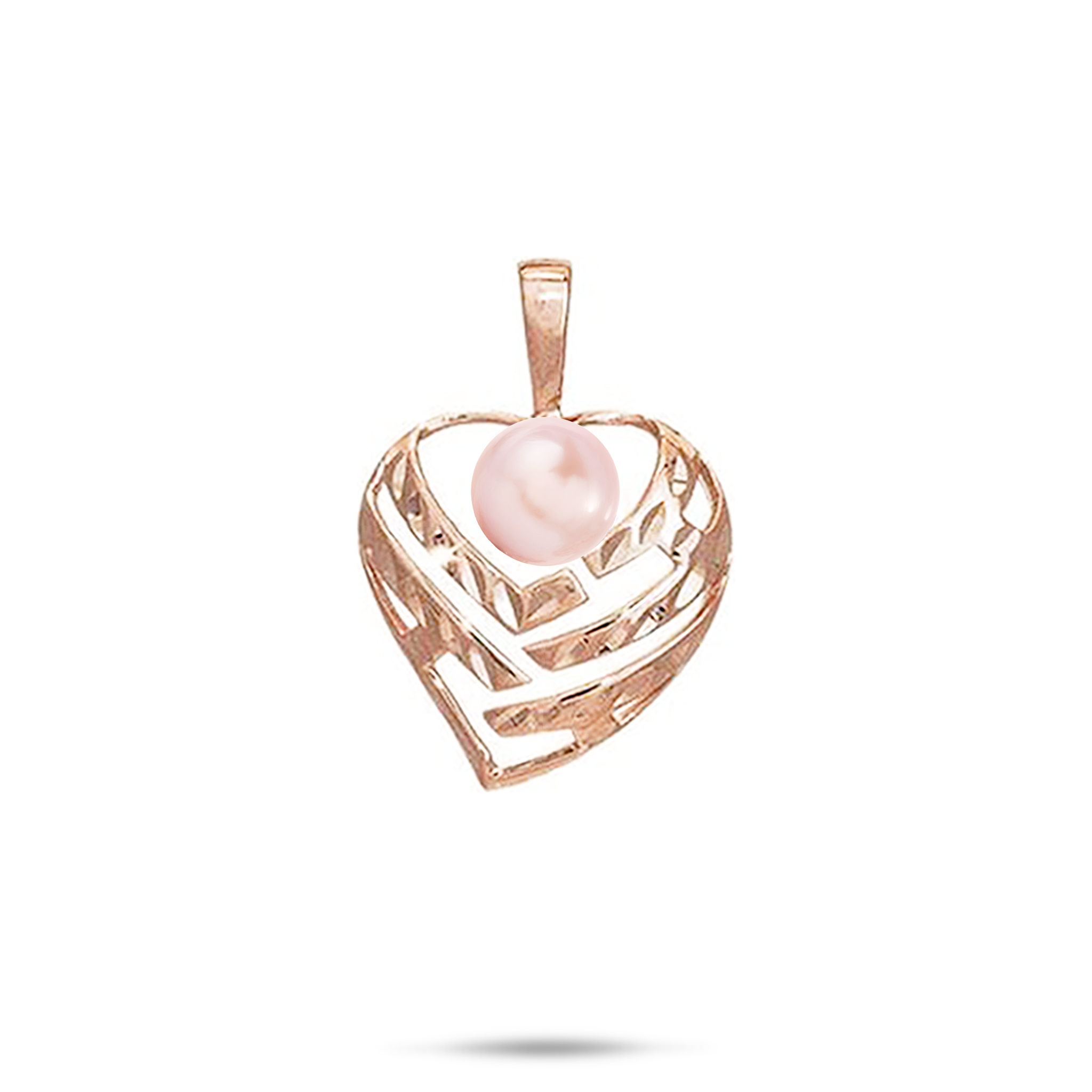 Pick A Pearl Aloha Heart Pendant in Rose Gold - 18mm