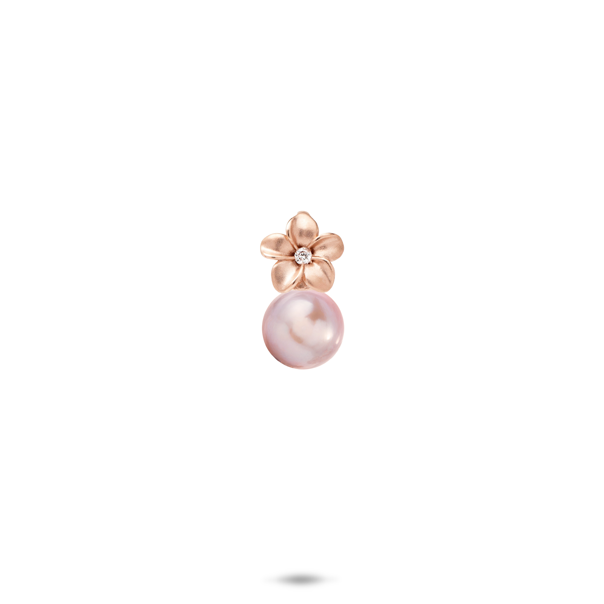 Pick A Pearl Plumeria Pendant in Rose Gold with Diamond - 7mm