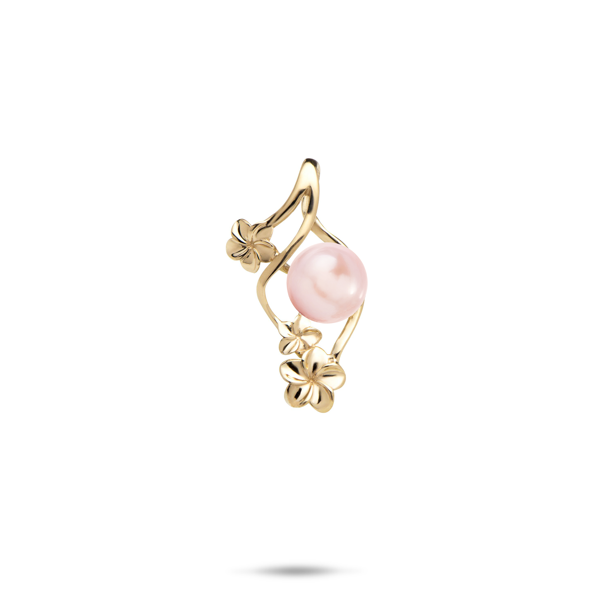 Pick A Pearl Plumeria Pendant in Gold - 22mm