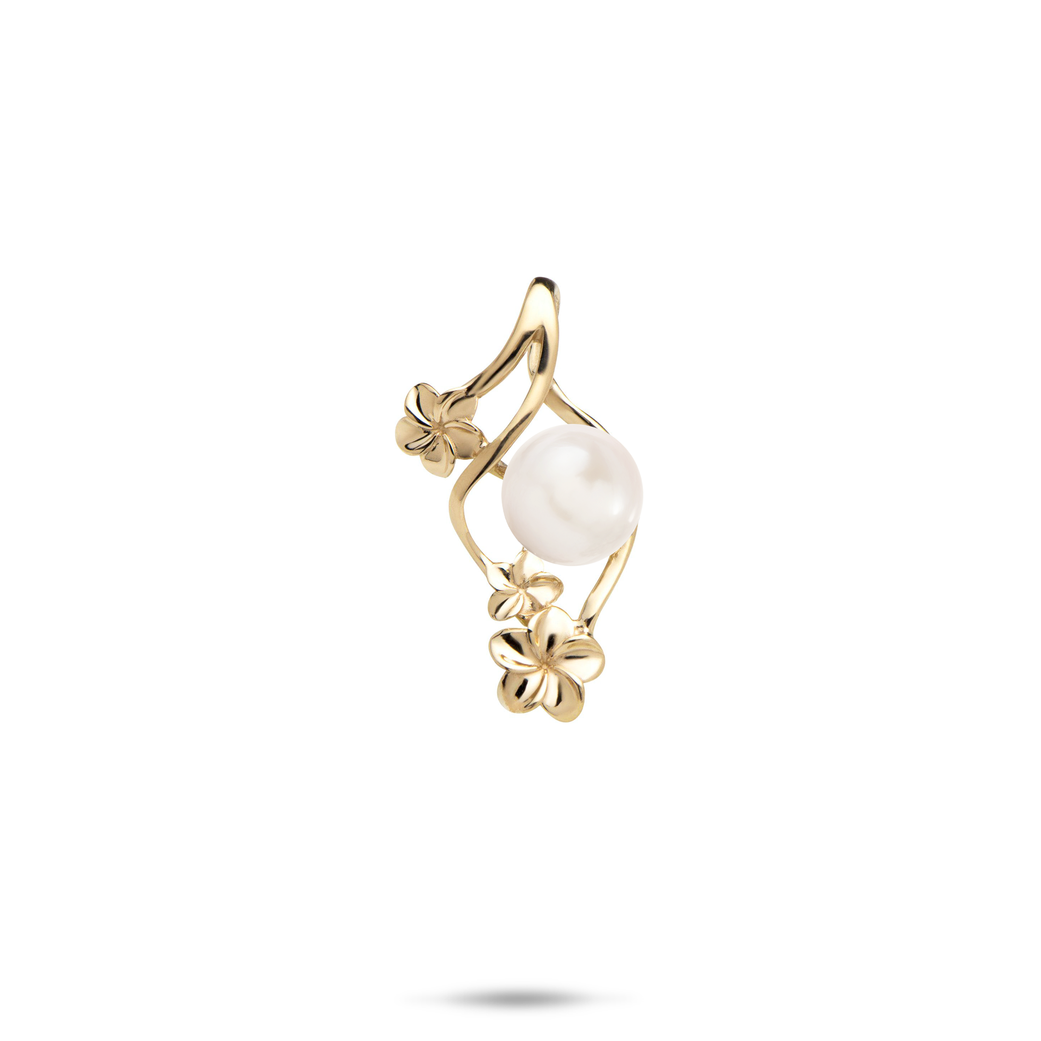 Pick A Pearl Plumeria Pendant in Gold - 22mm
