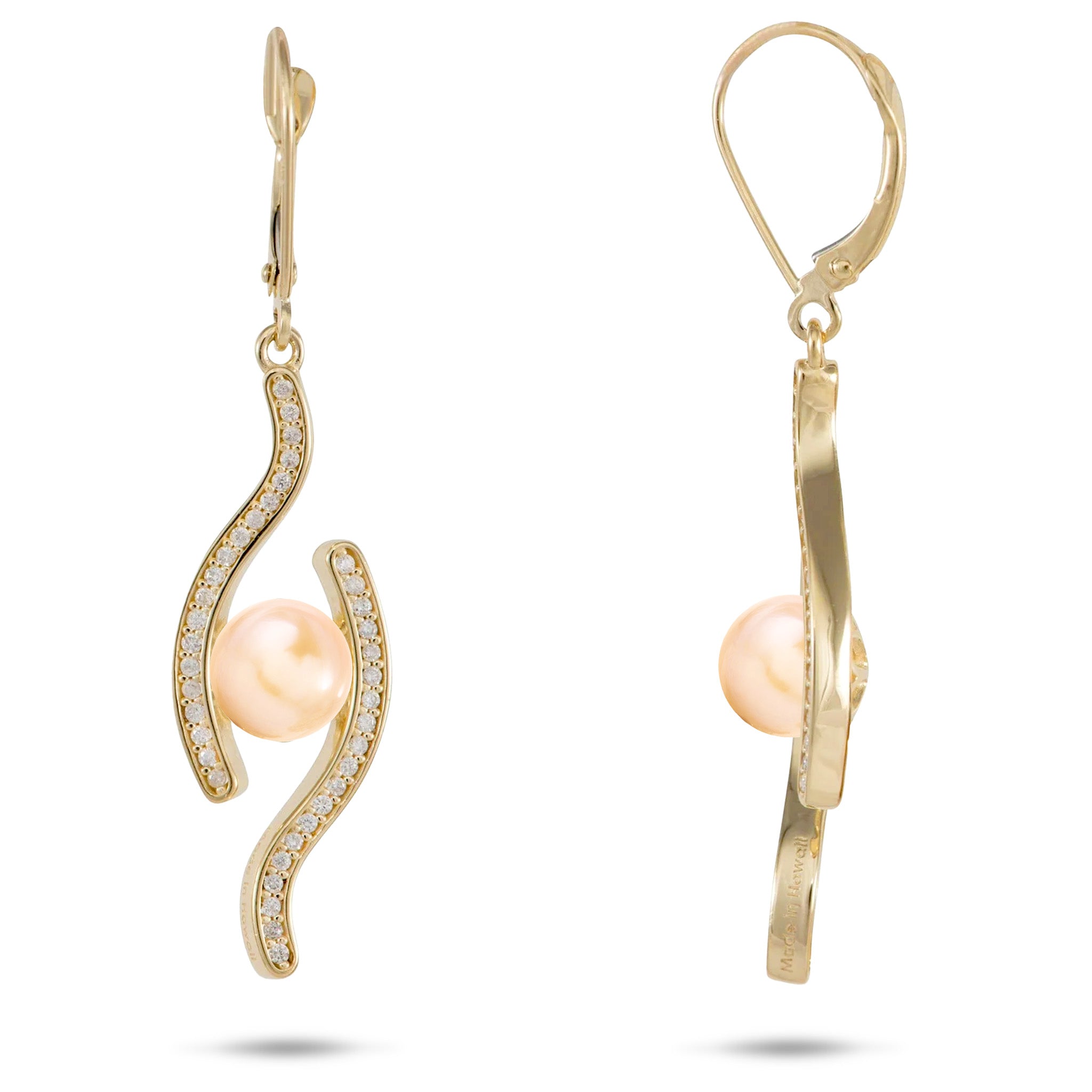 Pick A Pearl Earrings with Diamonds in Gold - 30mm