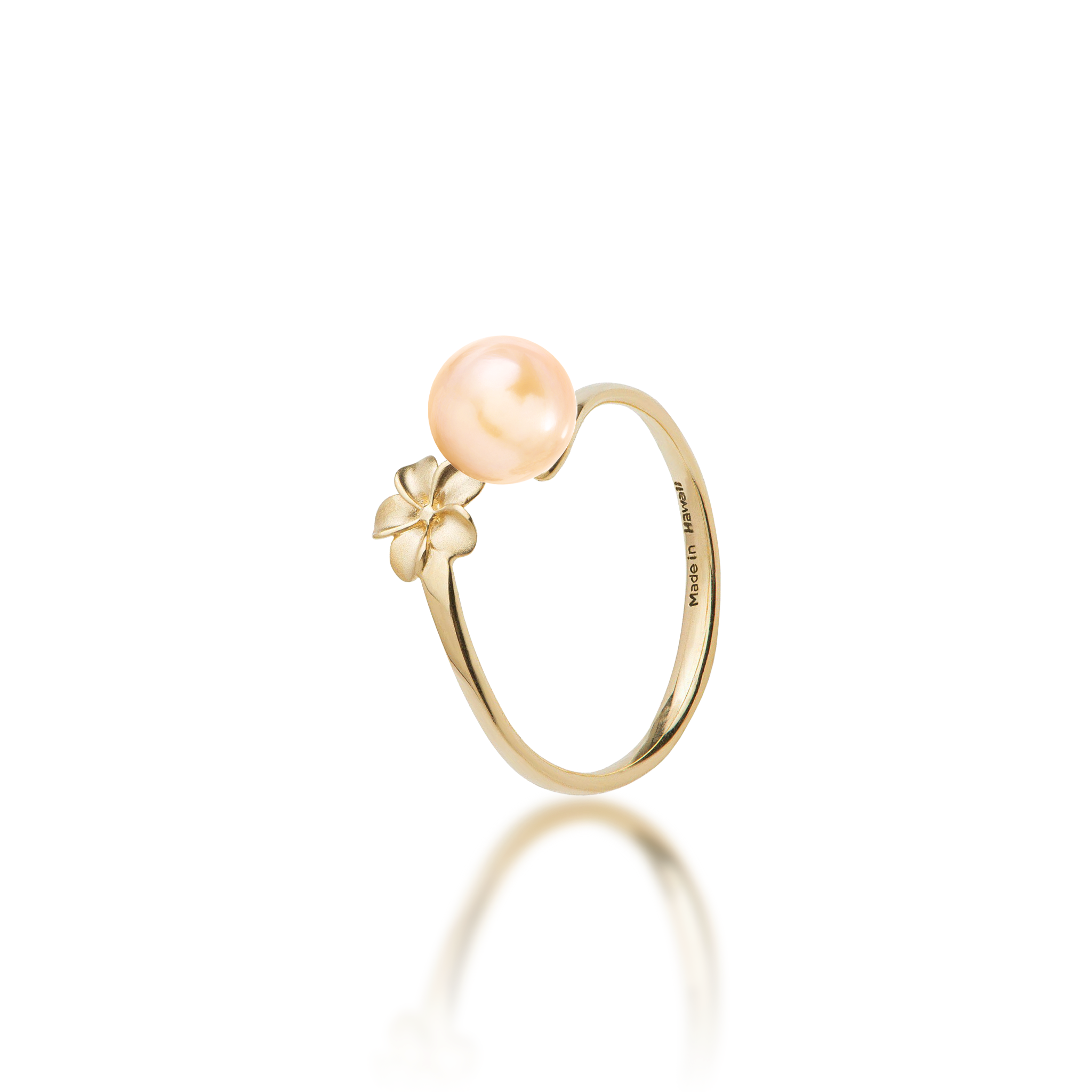 Pick A Pearl Plumeria Ring in Gold