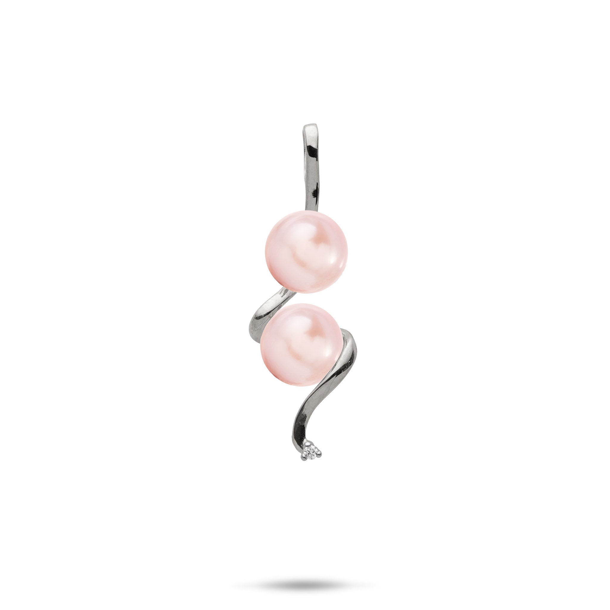 Pick A Pearl Waterfall Pendant in White Gold with Diamond - 32mm