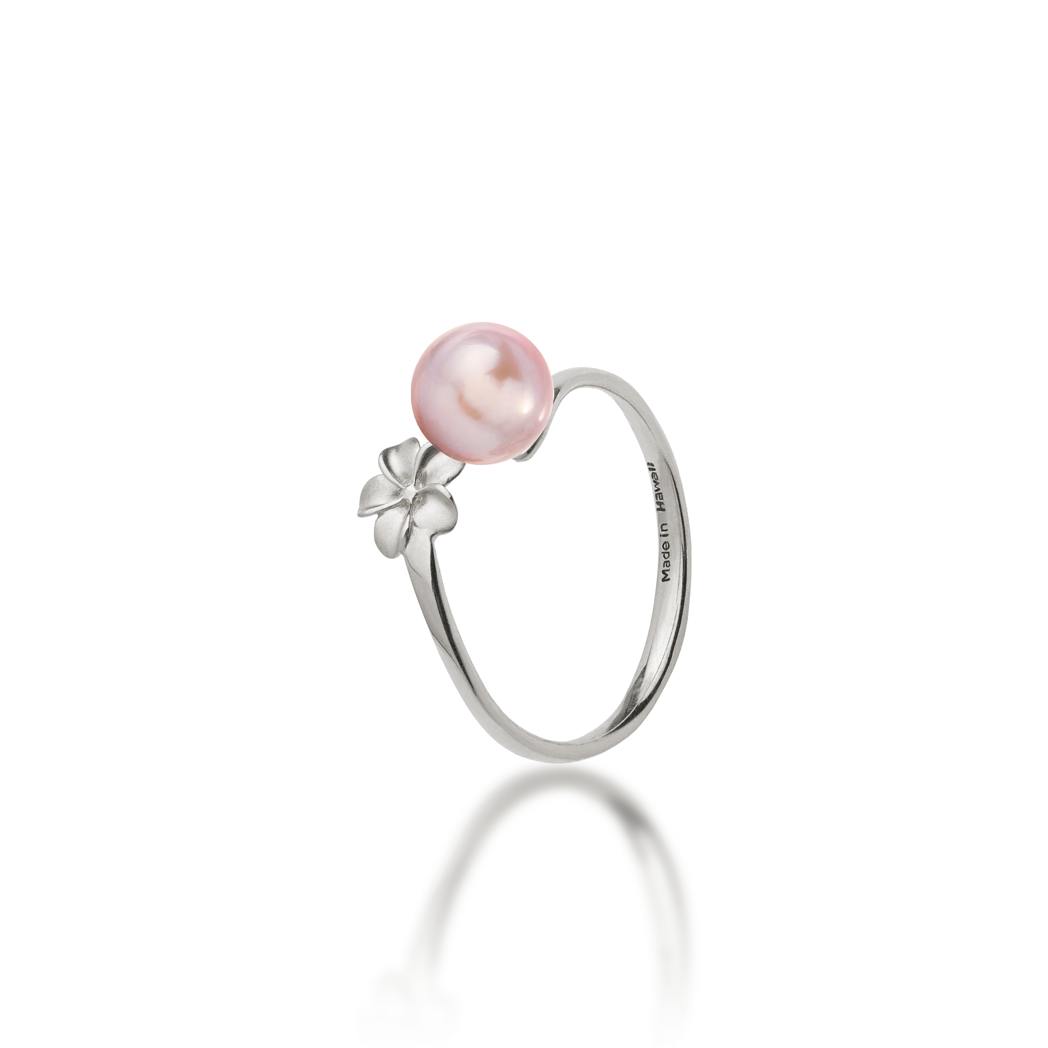 Pick A Pearl Plumeria Ring in White Gold