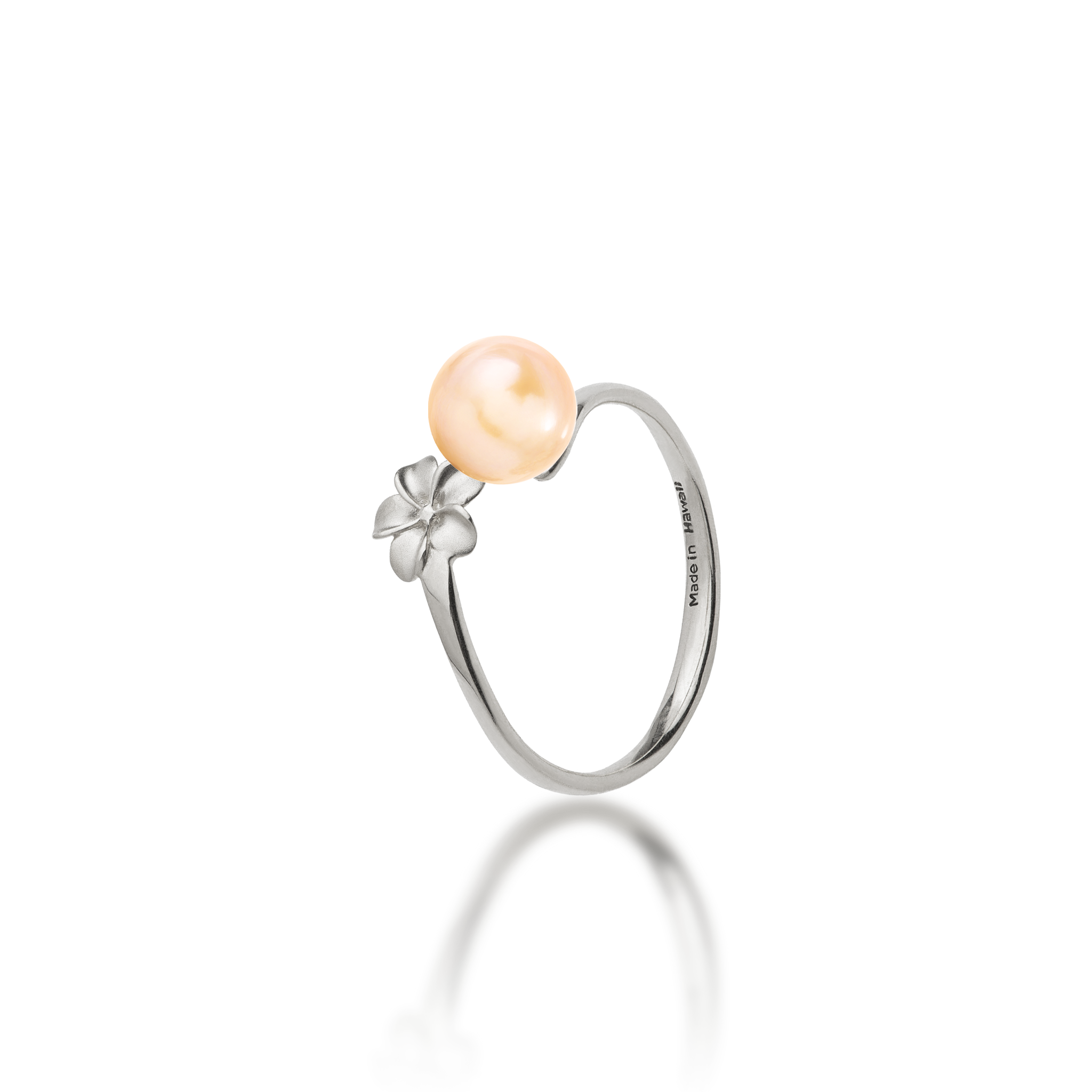 Pick A Pearl Plumeria Ring in White Gold