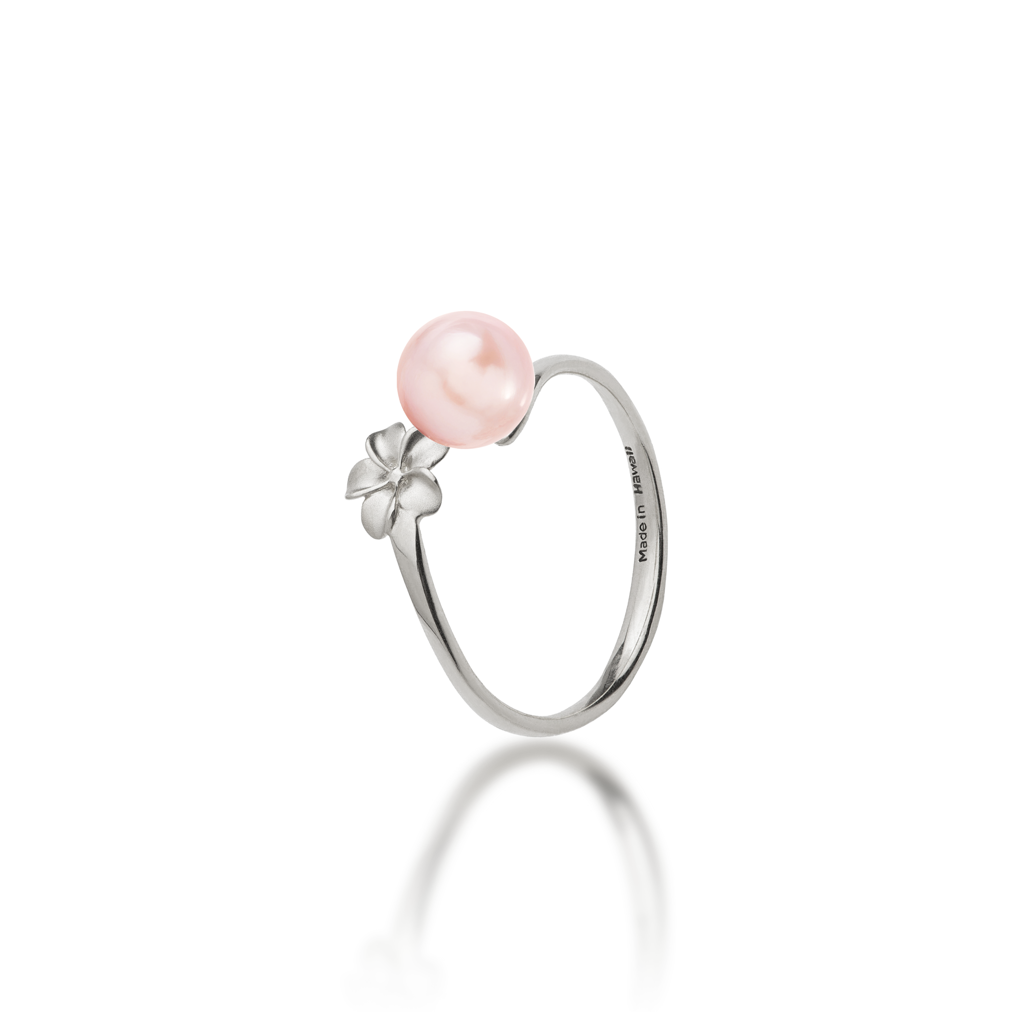 Pick A Pearl Plumeria Ring in White Gold