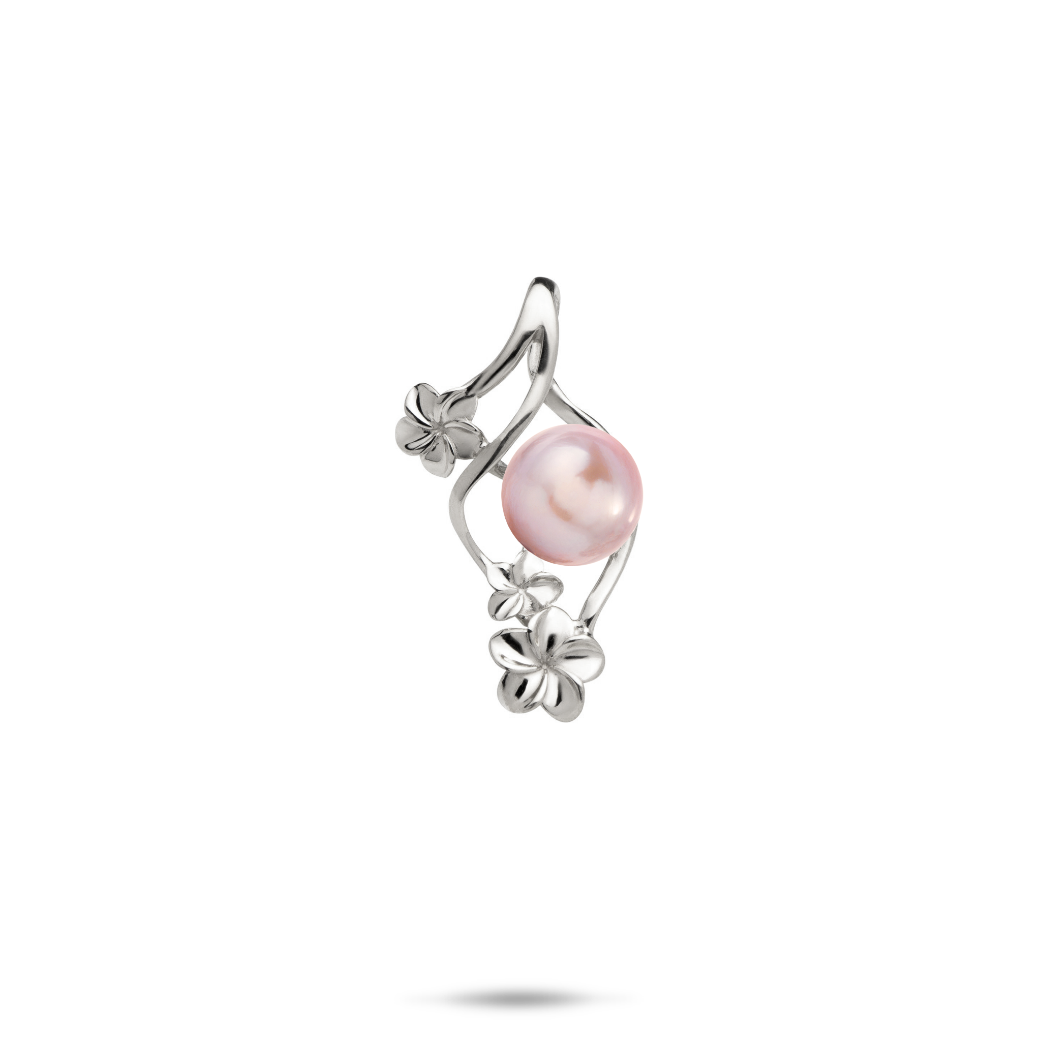 Pick A Pearl Plumeria Pendant in White Gold - 22mm