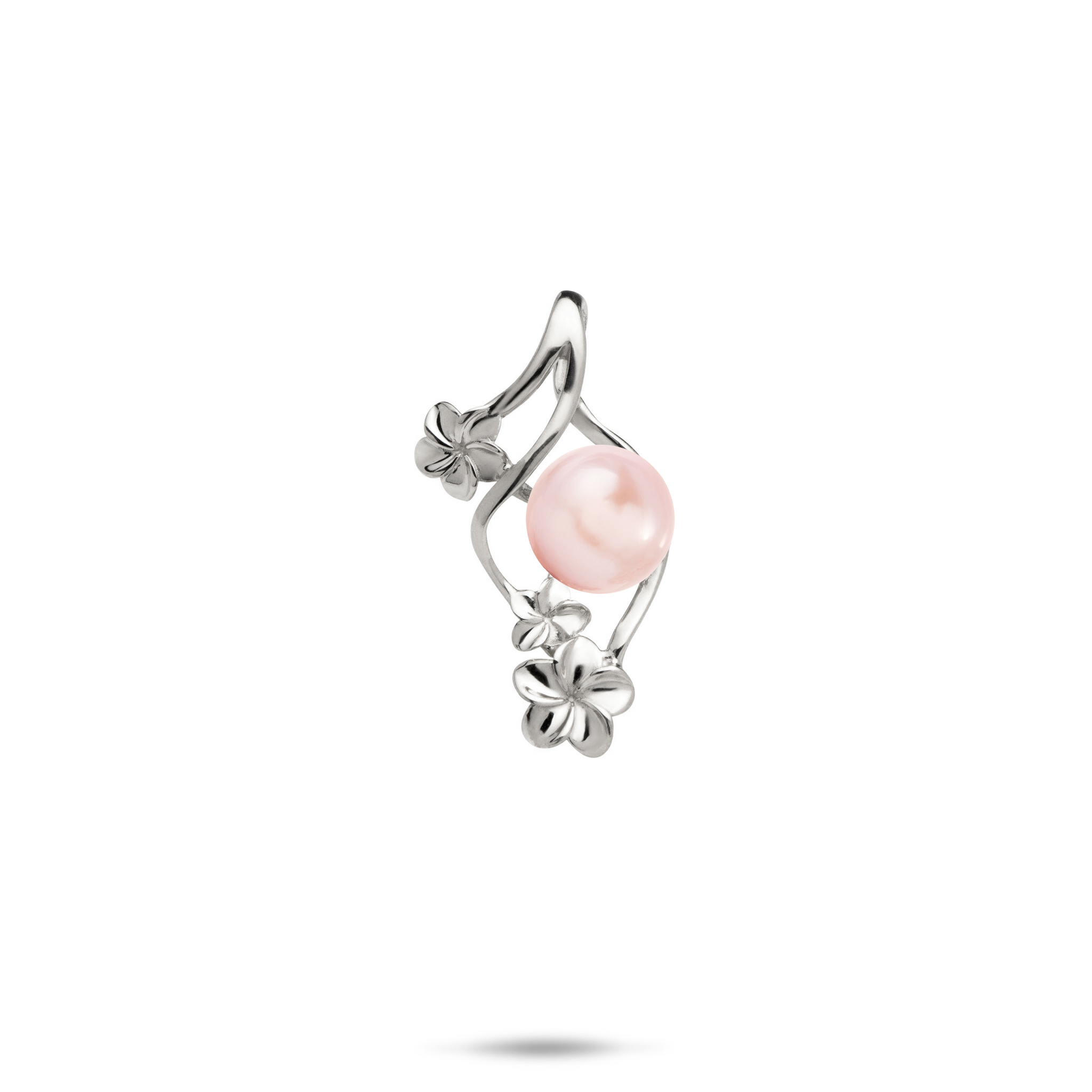 Pick A Pearl Plumeria Pendant in White Gold - 22mm