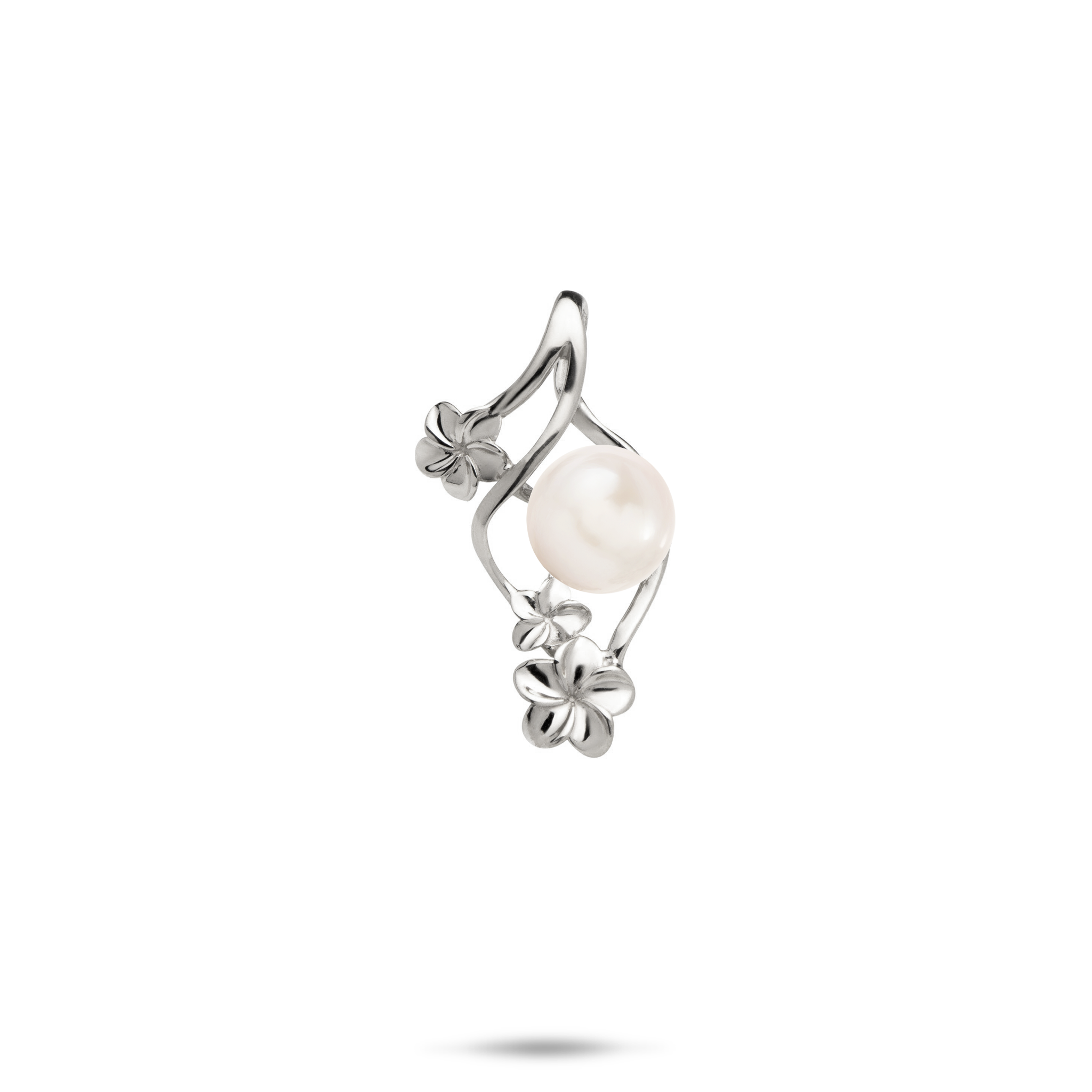 Pick A Pearl Plumeria Pendant in White Gold - 22mm