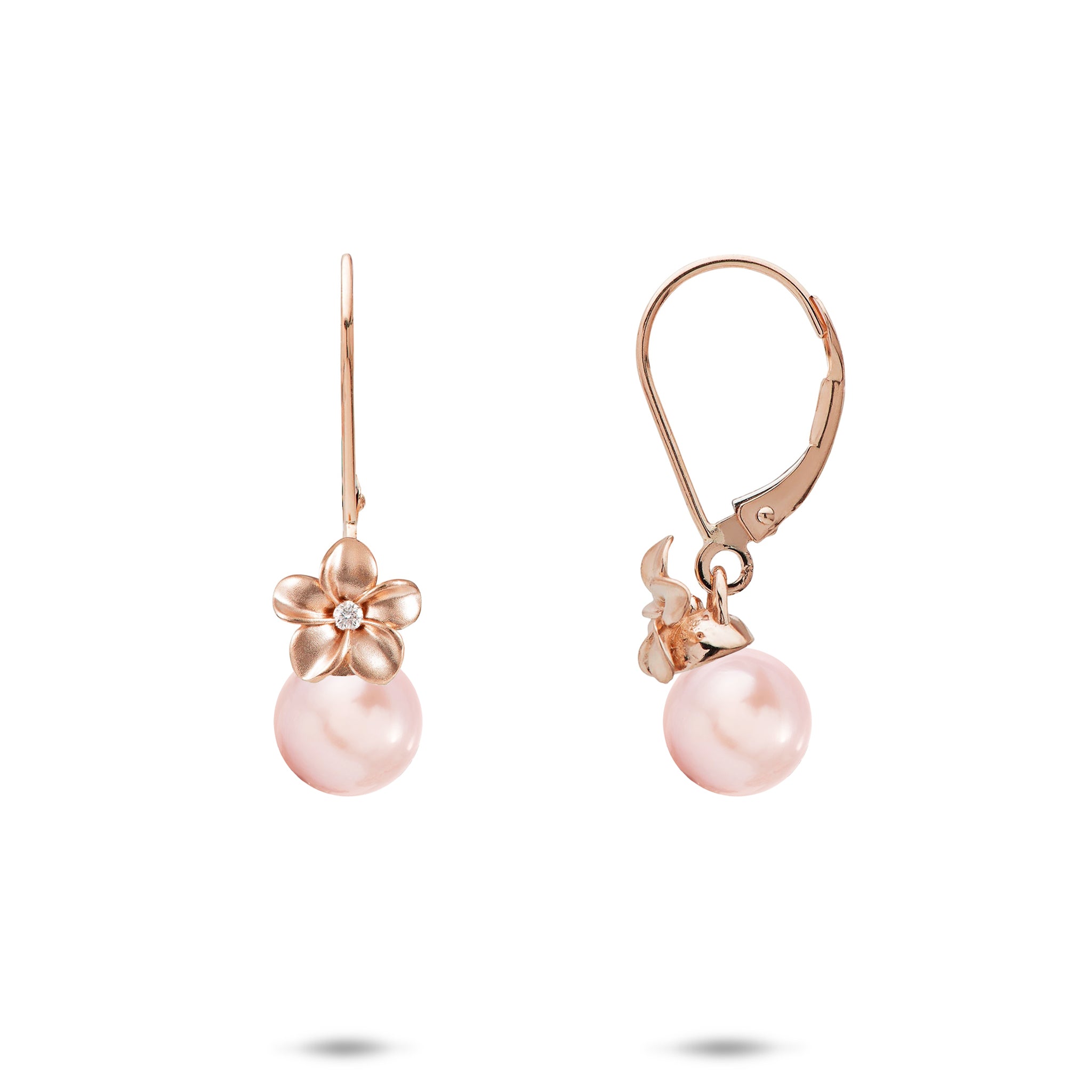 Pick A Pearl Plumeria Earrings in Rose Gold