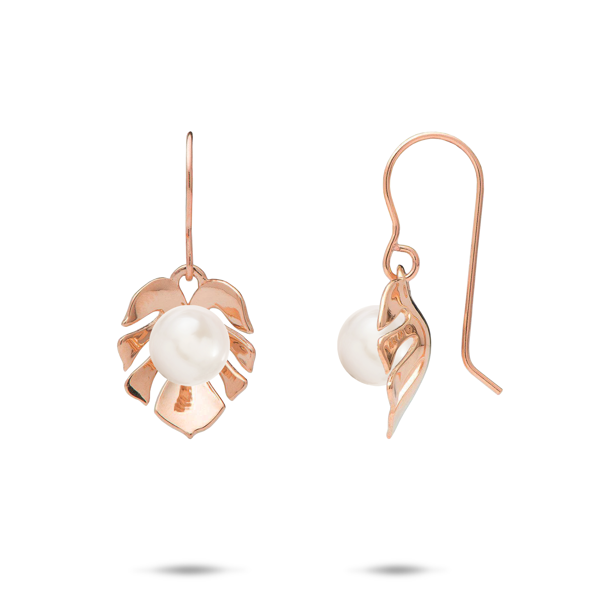 Pick A Pearl Monstera Earrings in Rose Gold - 15mm