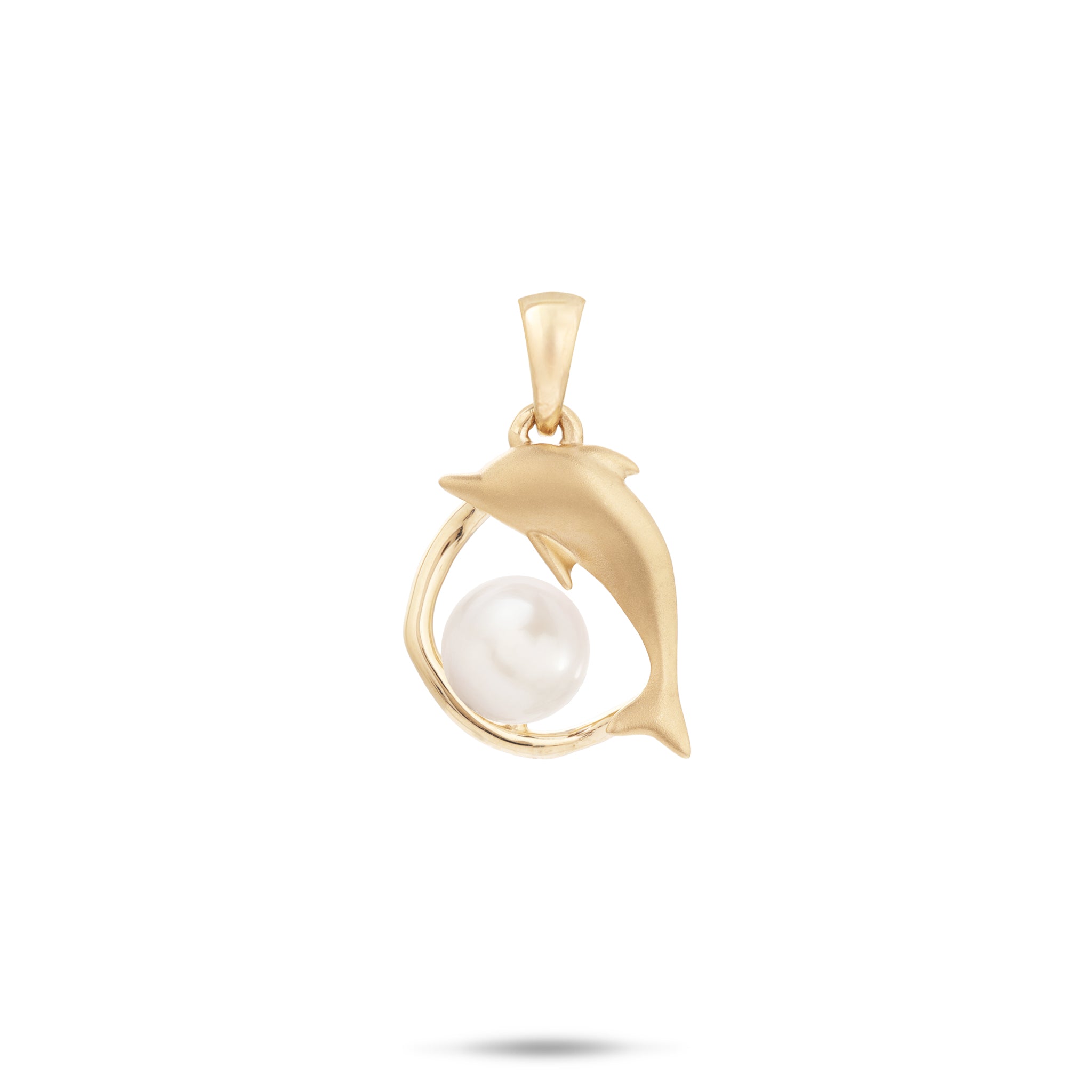 Pick A Pearl Bubble Dolphin Pendant in Gold - 16mm
