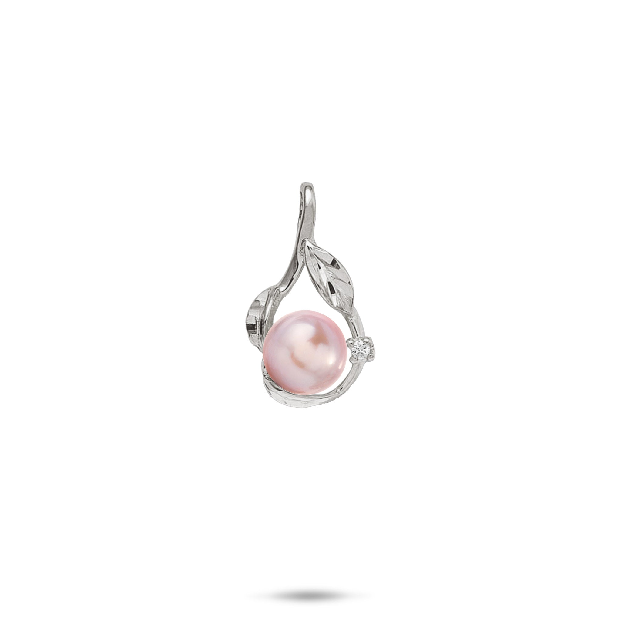 Pick A Pearl Maile Pendant in White Gold with Diamond - 20mm