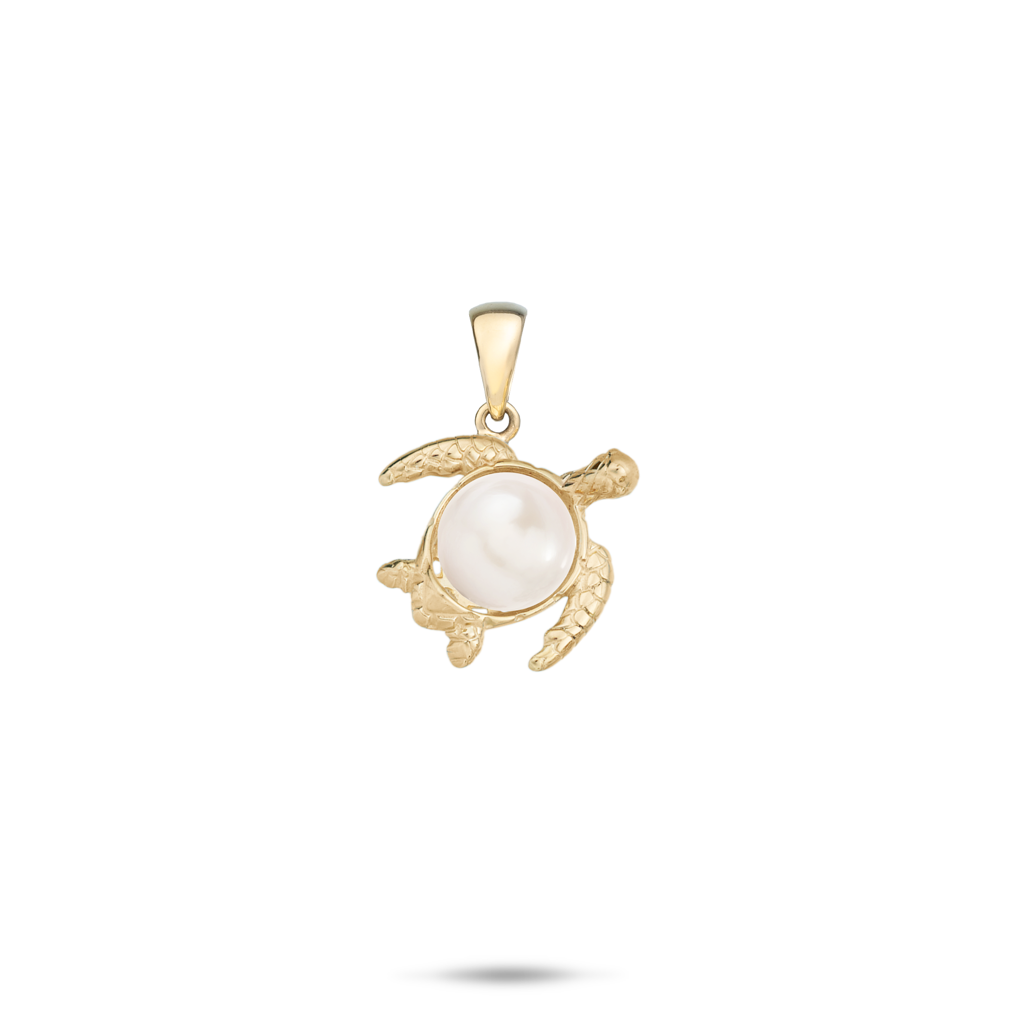 12mm Pick A Pearl Honu Pendant in Gold with a White Pearl on a white background