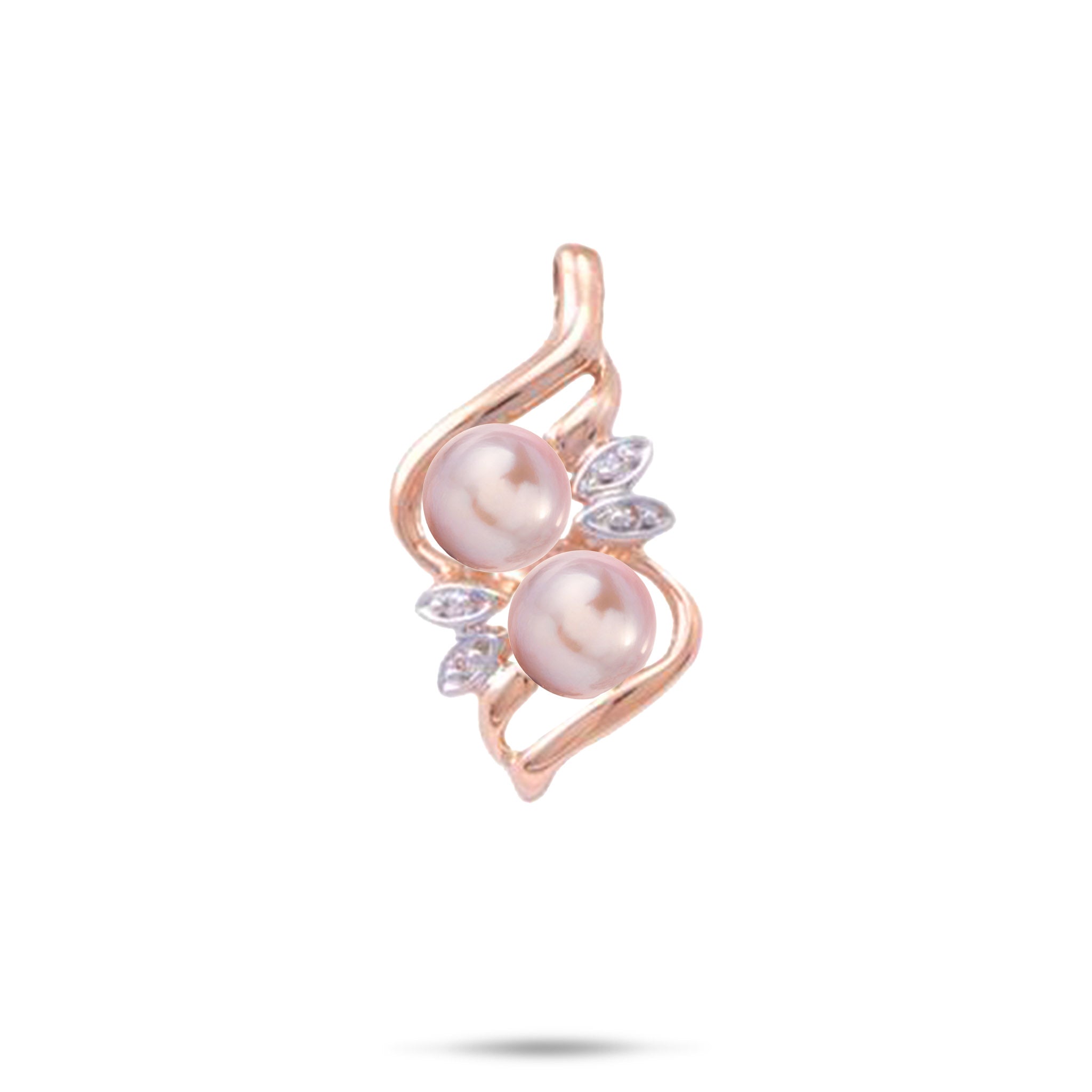 Pick A Pearl Maile Pendant in Rose Gold with Diamonds - 27mm