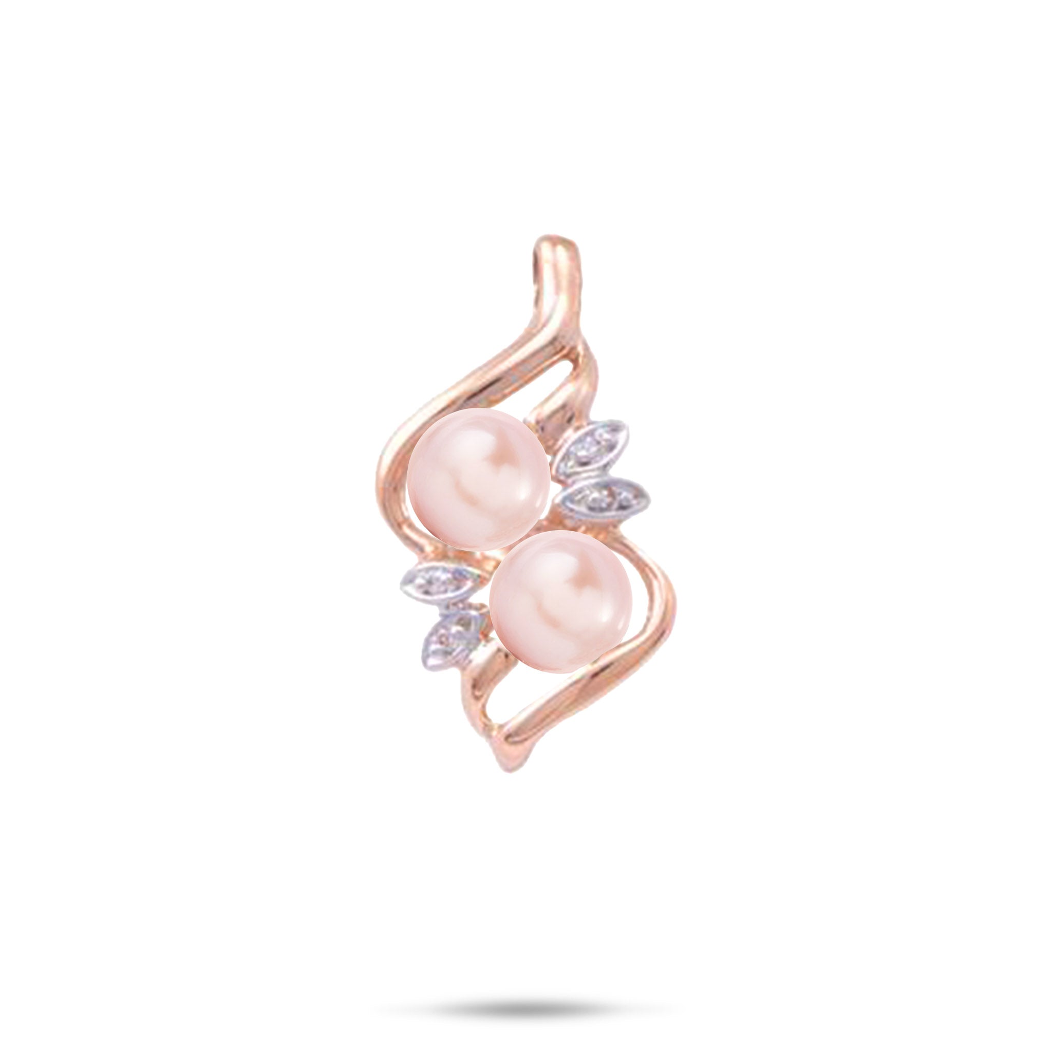 Pick A Pearl Maile Pendant in Rose Gold with Diamonds - 27mm