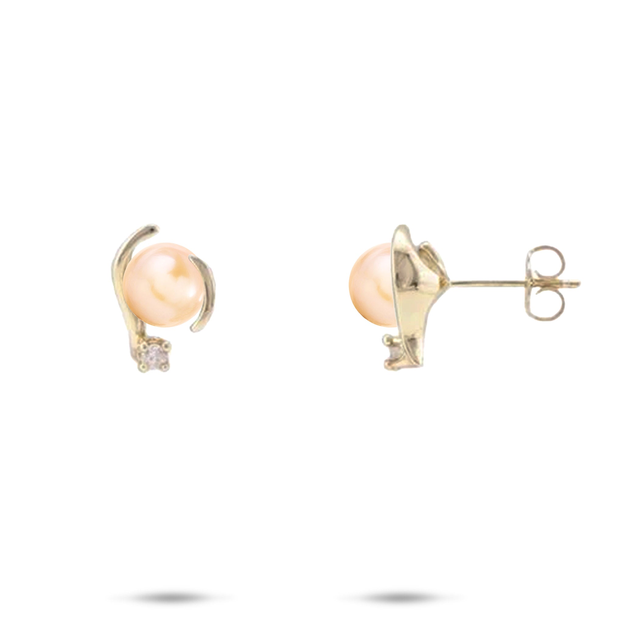 Pick A Pearl Earrings in Gold with Diamonds - 12mm