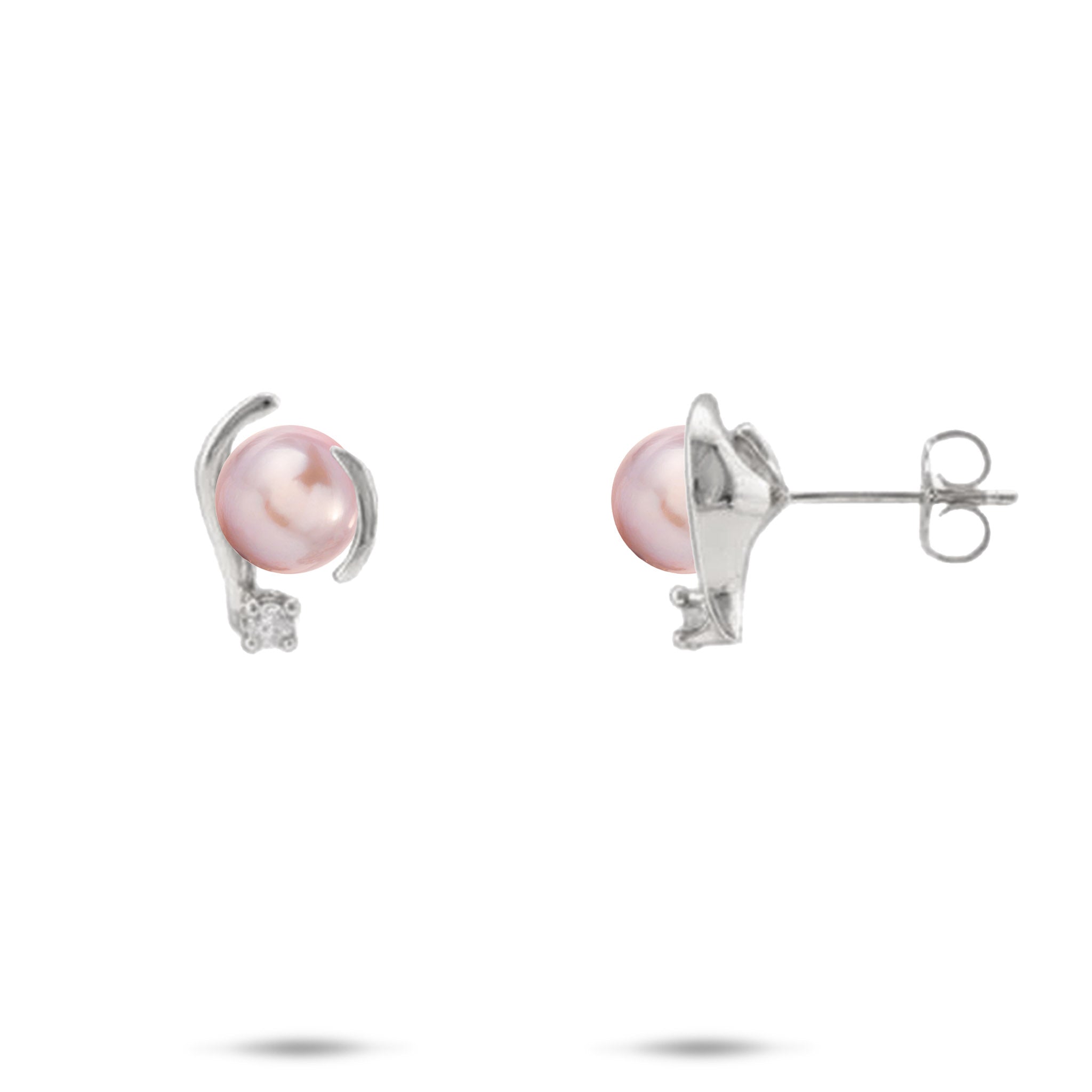 Pick A Pearl Earrings in White Gold with Diamonds - 12mm