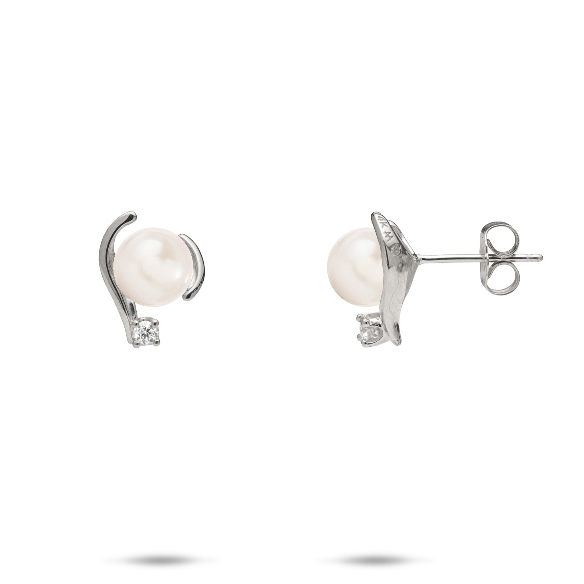 Pick A Pearl Earrings in White Gold with Diamonds - 12mm