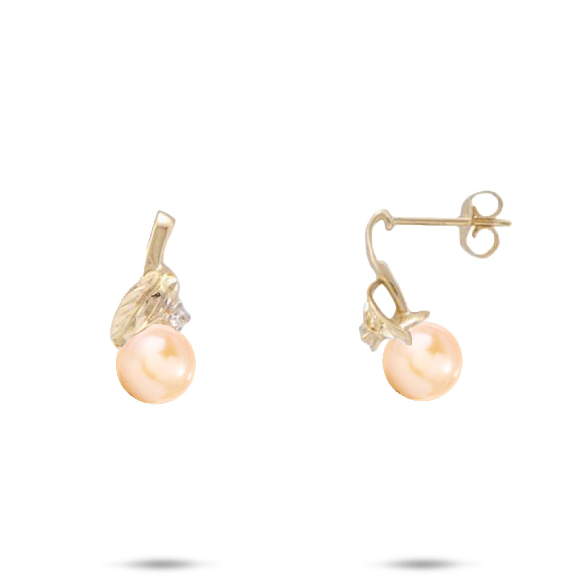 Pick A Pearl Maile Earring in Gold with Diamonds
