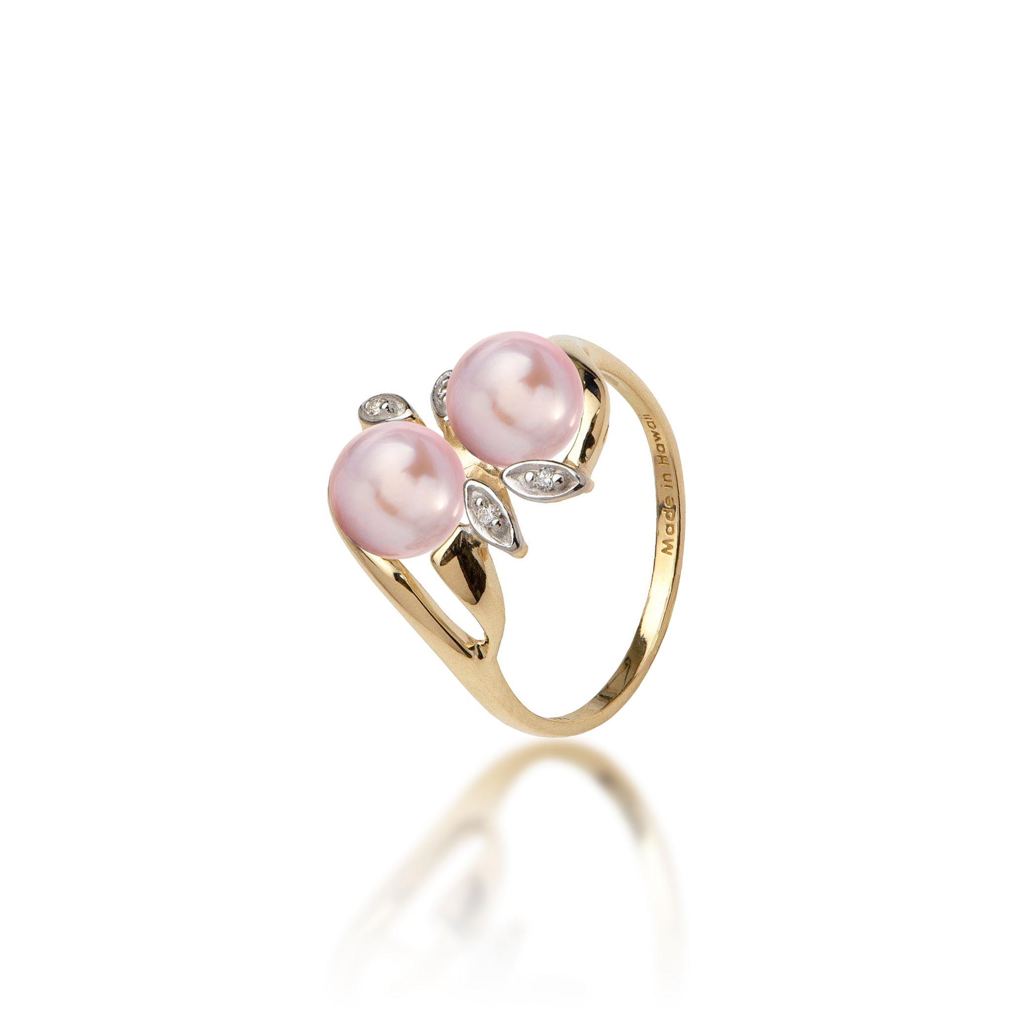 Pick A Pearl Maile Ring in Gold with Diamonds