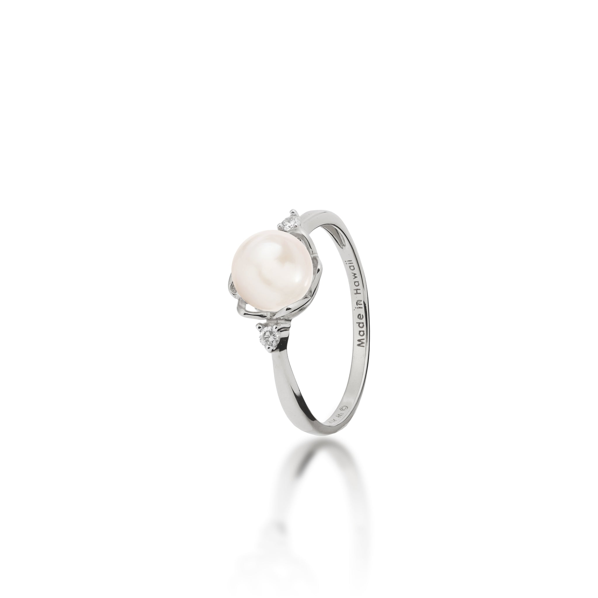 Pick A Pearl Crown Ring in White Gold with Diamonds