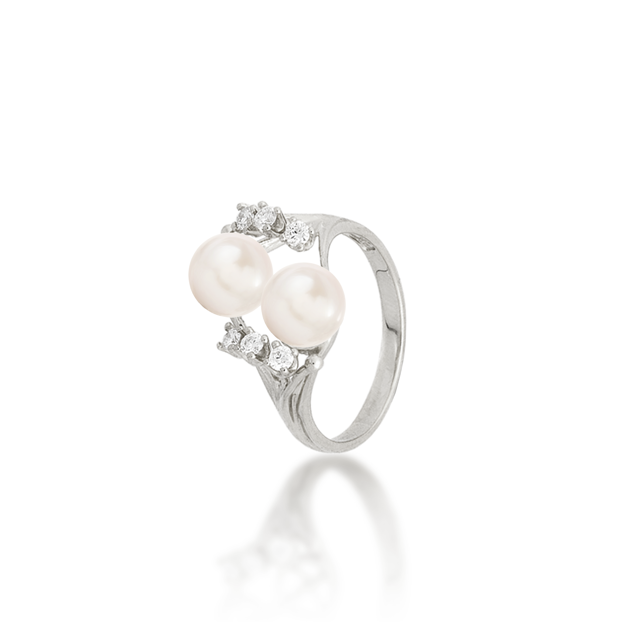 Pick A Pearl 8 Island Ring in White Gold with Diamonds