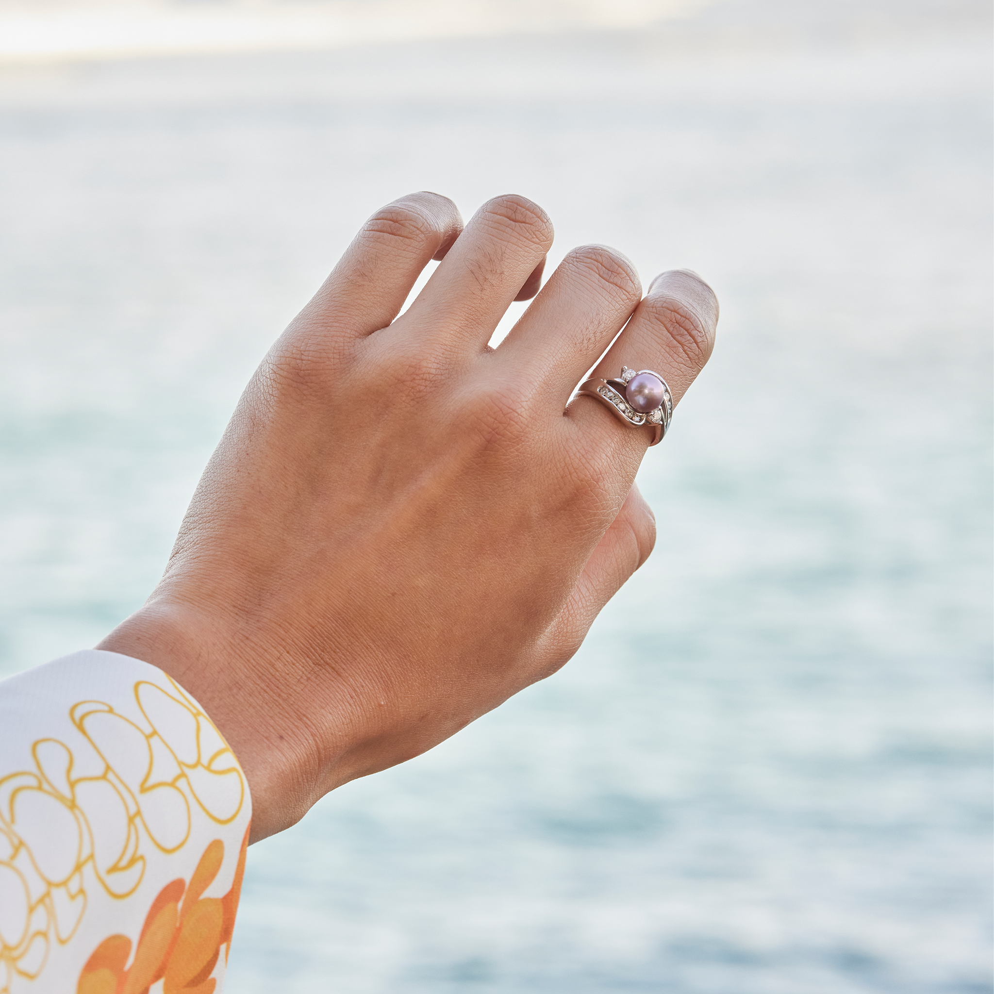 Pick A Pearl Ring in White Gold with Diamonds