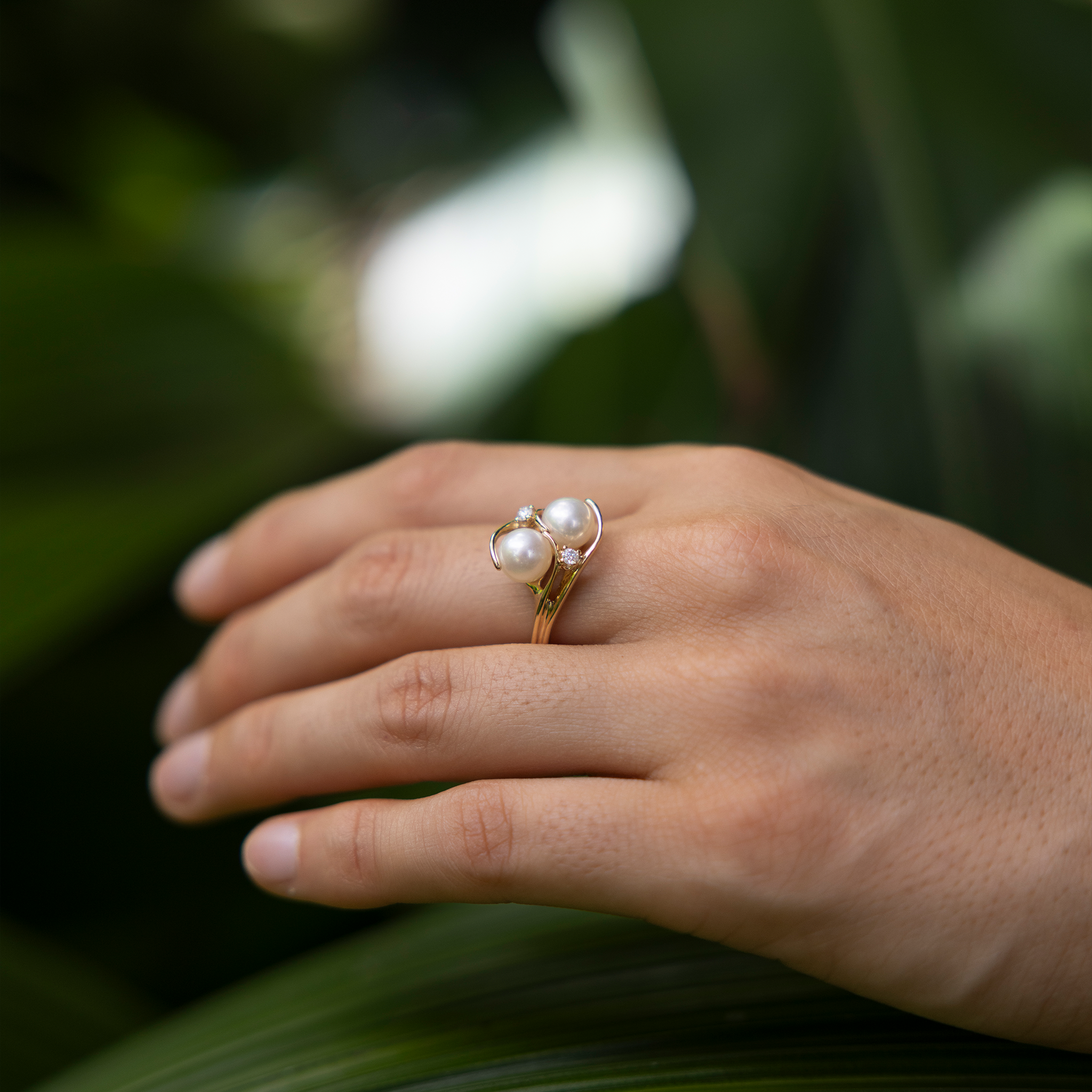 Pick A Pearl Ring in Gold with Diamonds