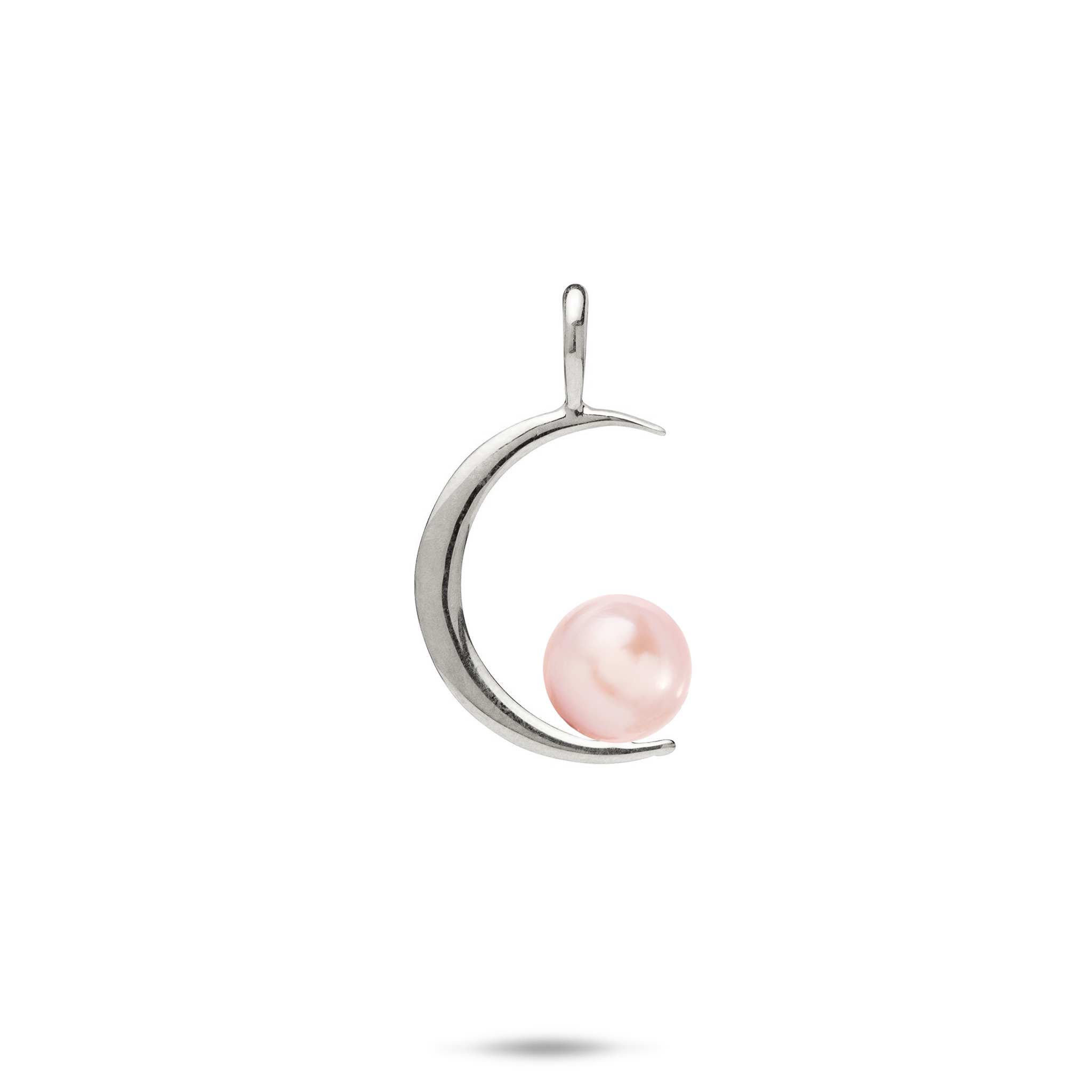 Pick A Pearl Crescent Moon Pendant in White Gold - 16mm